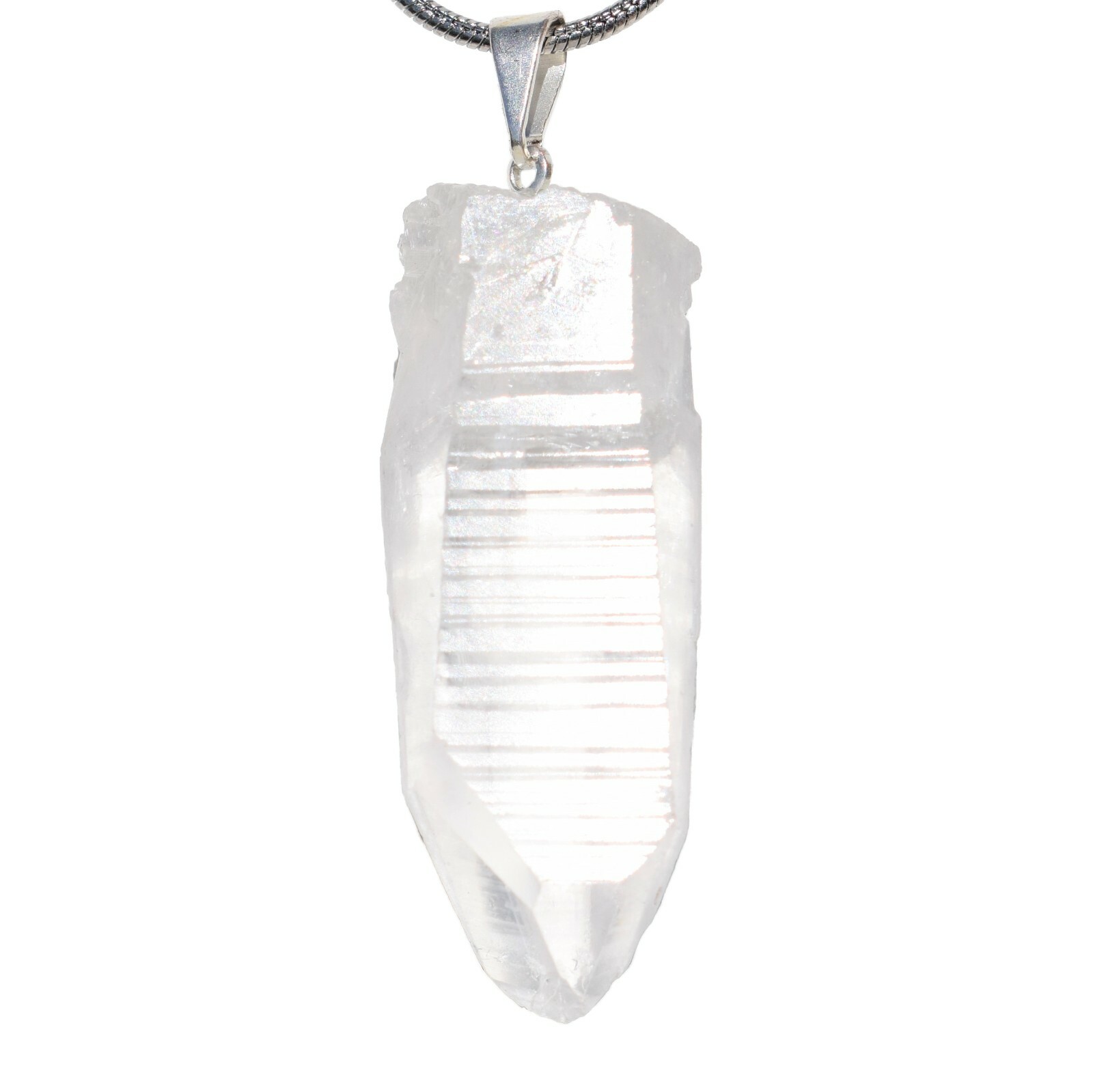 Colombian Lemurian Seed Quartz Point Pendant + 20″ Stainless Steel Chain