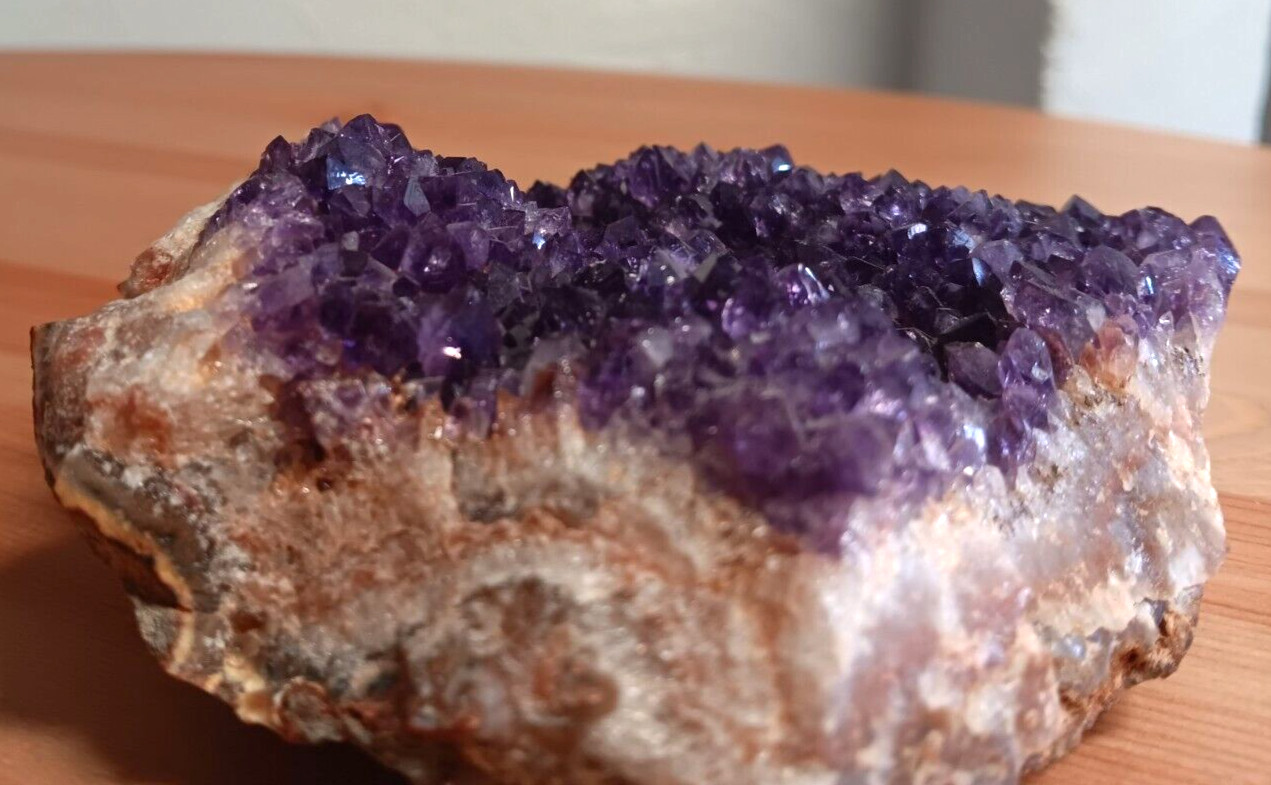 Natural Amethyst Cluster 615g Deep Purple Quartz Crystal Mineral Display Specime