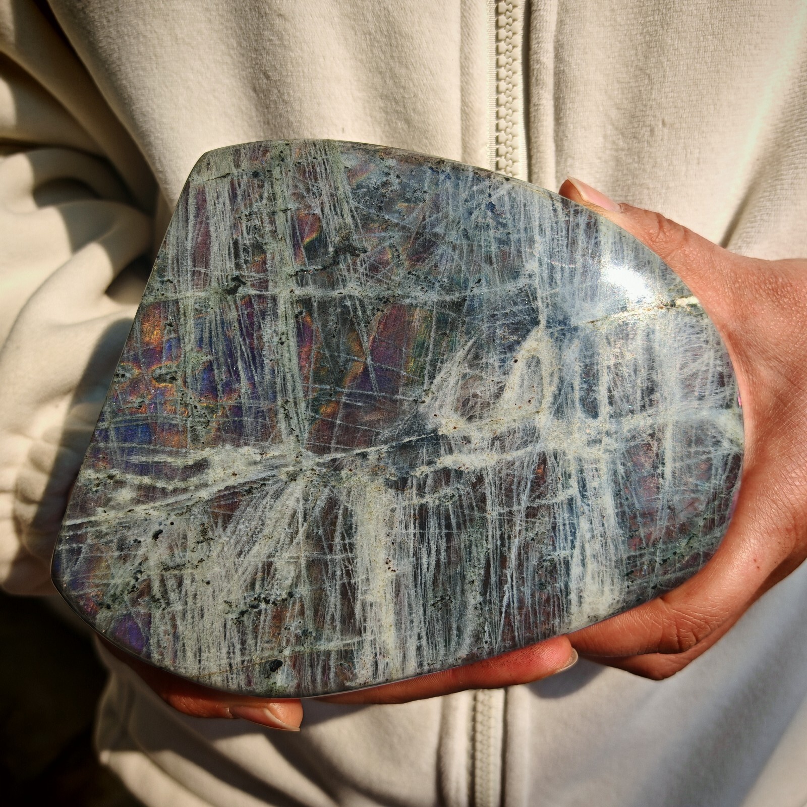 4.51LB Natural purple Labrador feldspar quartz free mineral specimen 2.05kg