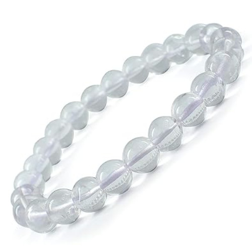 Clear Quartz Unisex Crystal Stone Bracelet 8mm Round Beads For Good Luck