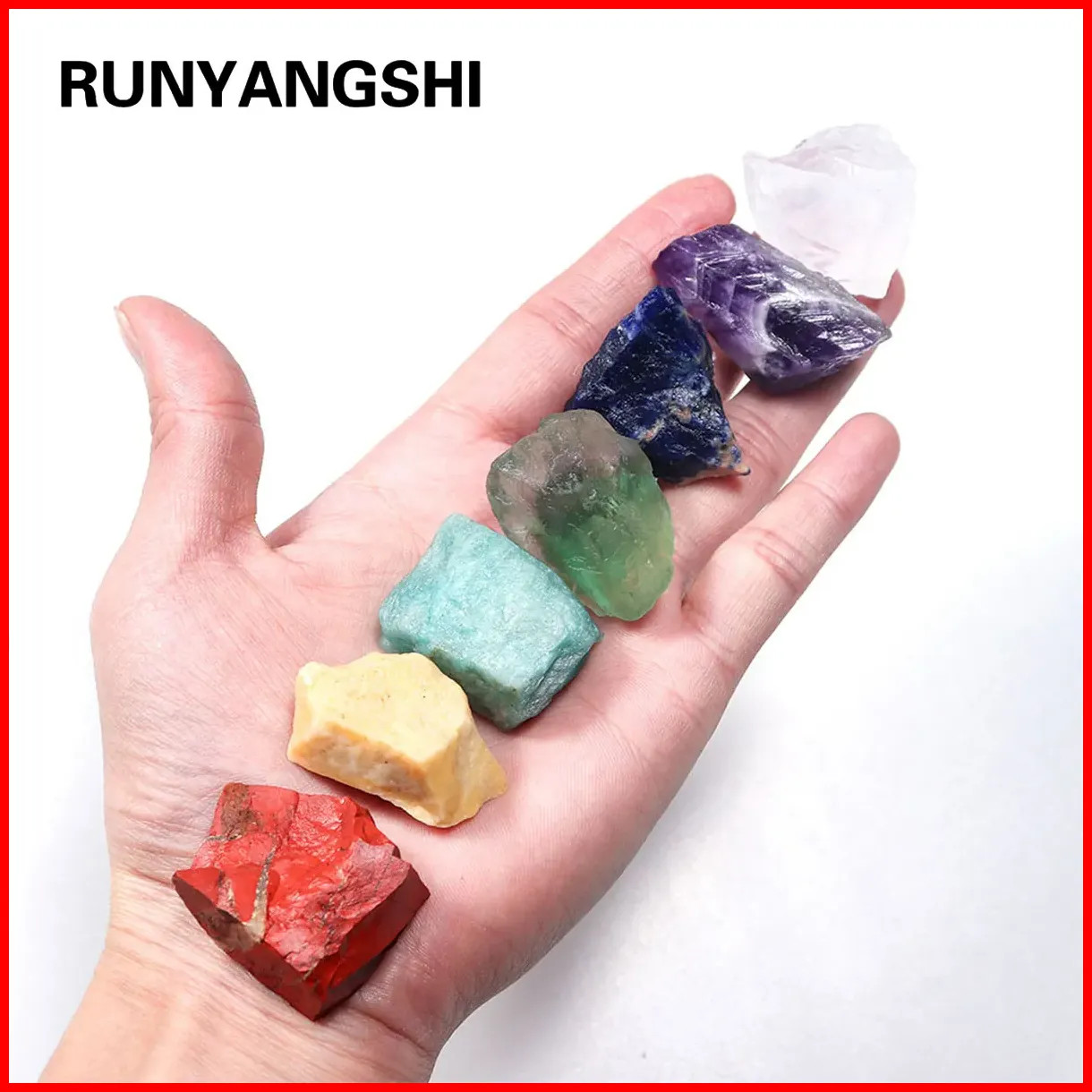 7pcs/set Natural Crystal Healing Gem 7 Chakra Set Raw Stones Yoga Meditation Men