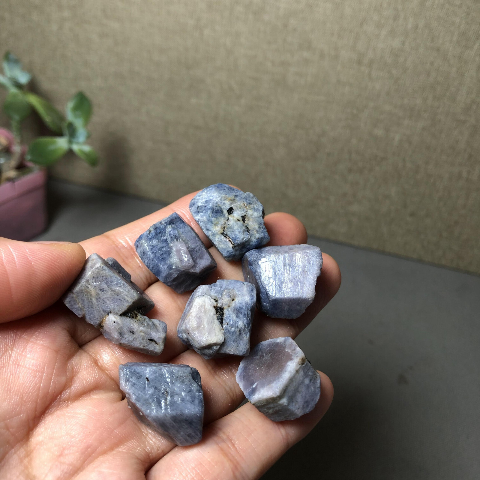 7pcs rare Natural blue corundum gemstone Unheated original specimens 71g AA3024
