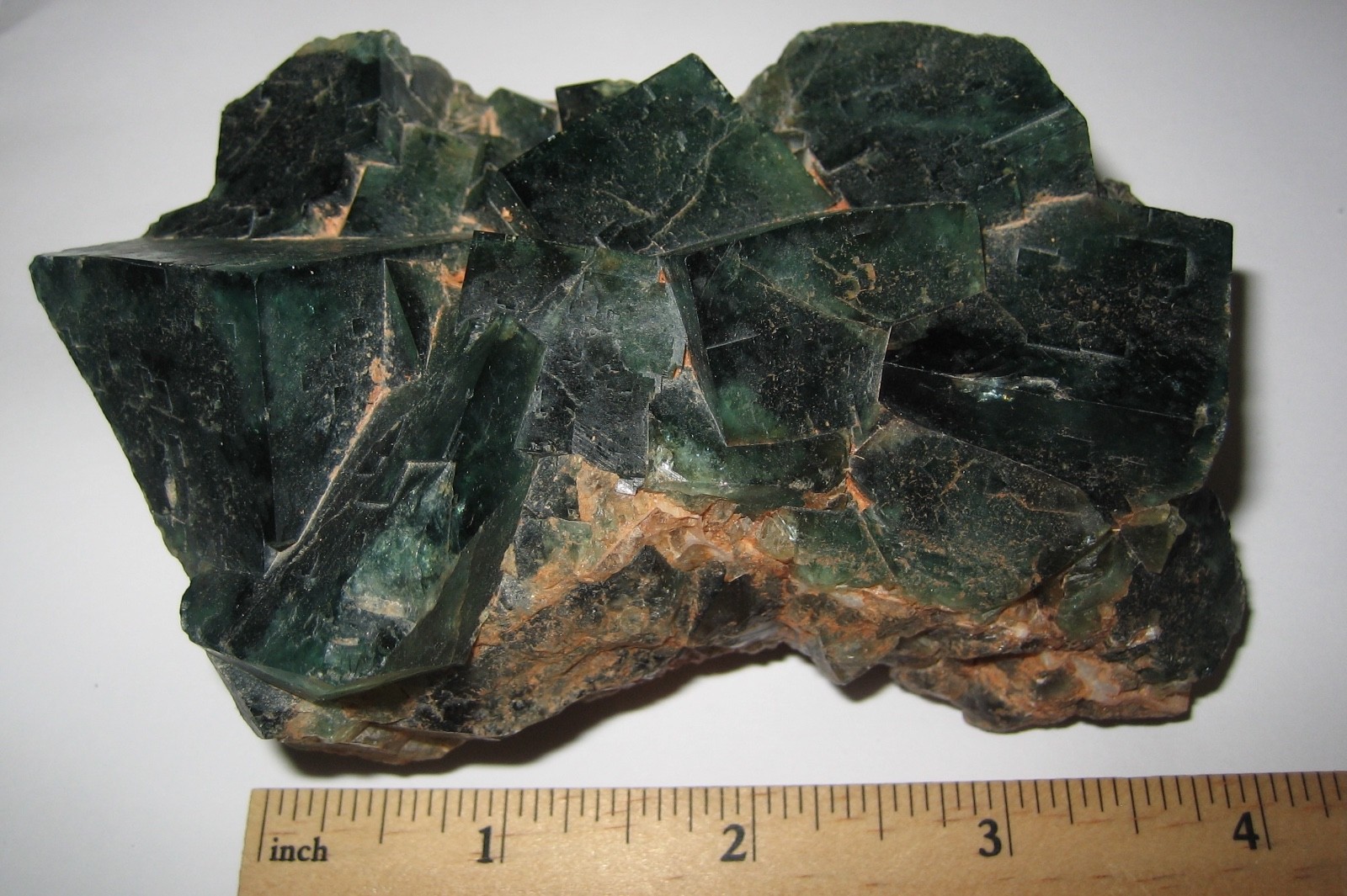 LARGE 4.3″ x 2.2″ NATURAL ROUGH GREEN FLUORITE CRYSTAL CLUSTER ~ 748.8grams *1