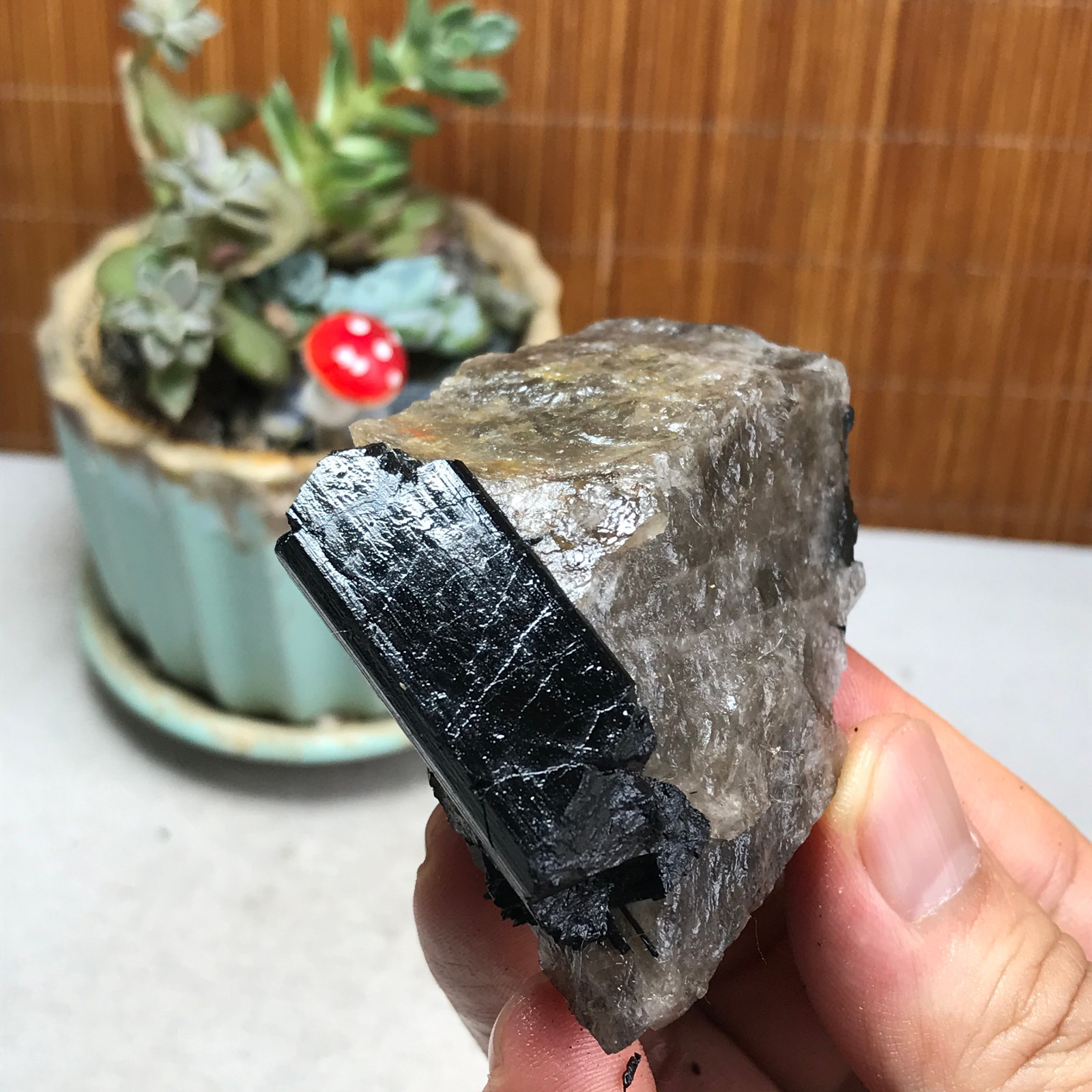 106g Natural Beautiful Black tourmaline Quartz specimen Crystal Healing A6207