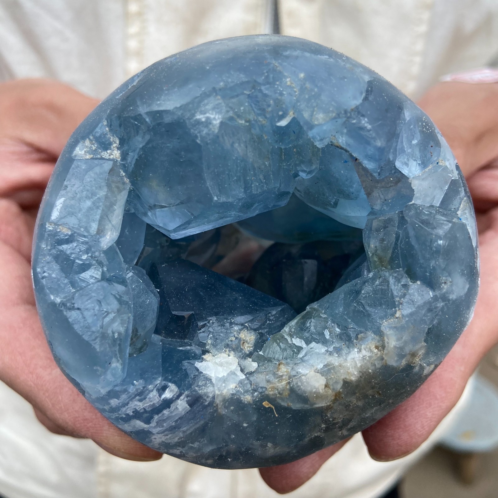 2lb Natural Blue Celestite Crystal Geode Quartz Cluster Mineral Specimen