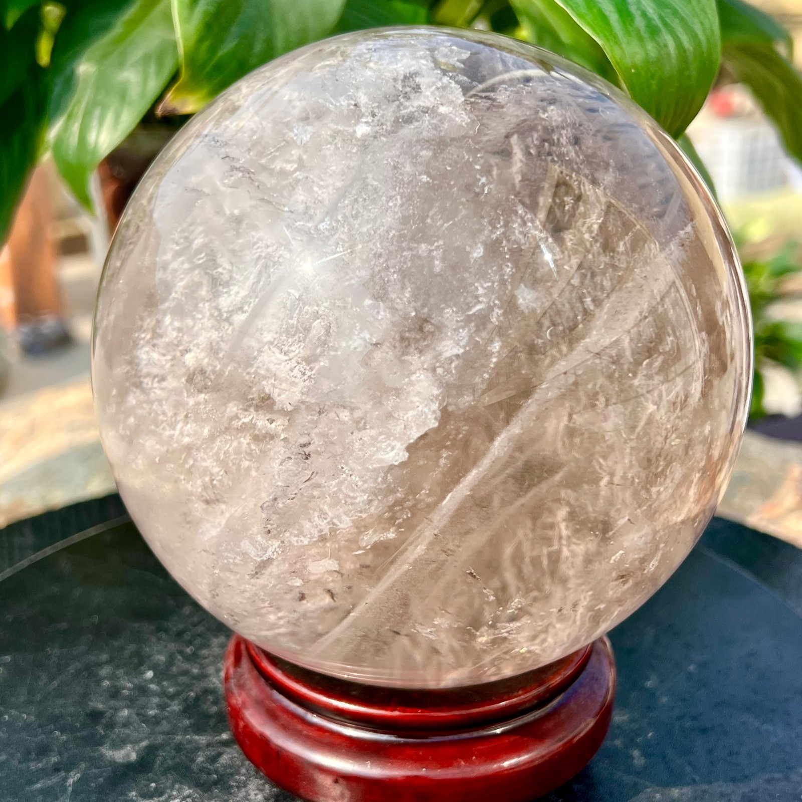 7.8LB Natural tea crystal Quartz ball raw stone polished sphere Energy Healing
