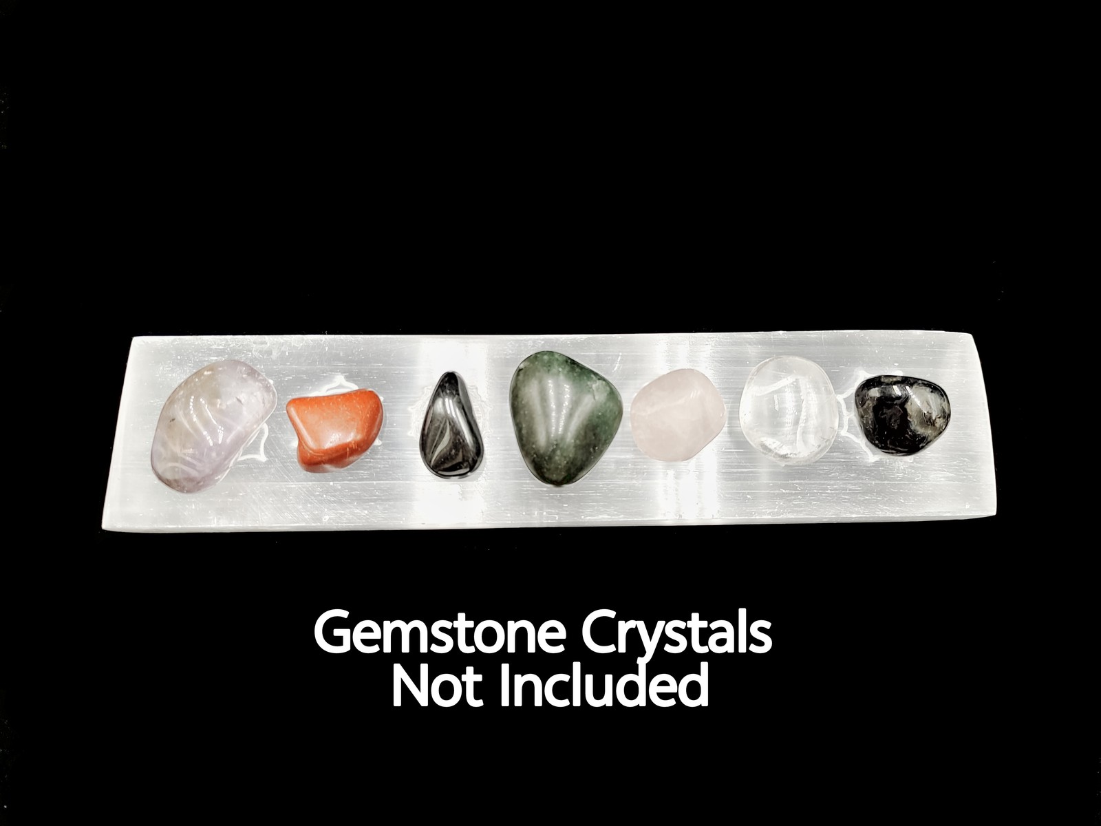 Natural Selenite Crystal 7 Chakra Symbols Charging Slab Size 1.5×8″ Inches