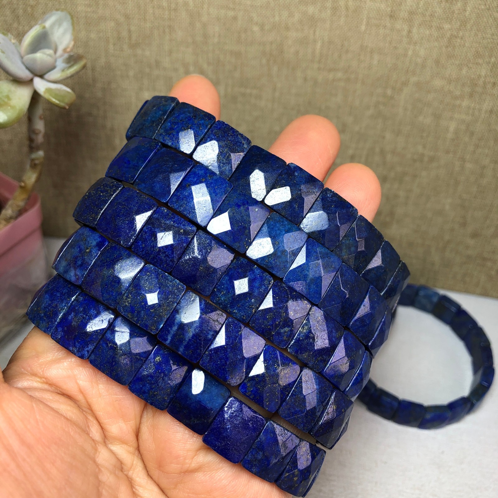 1pcsNatural lapis lazuli Stone Bracelet Brown Gemstone Stretch Bracelet Handmade