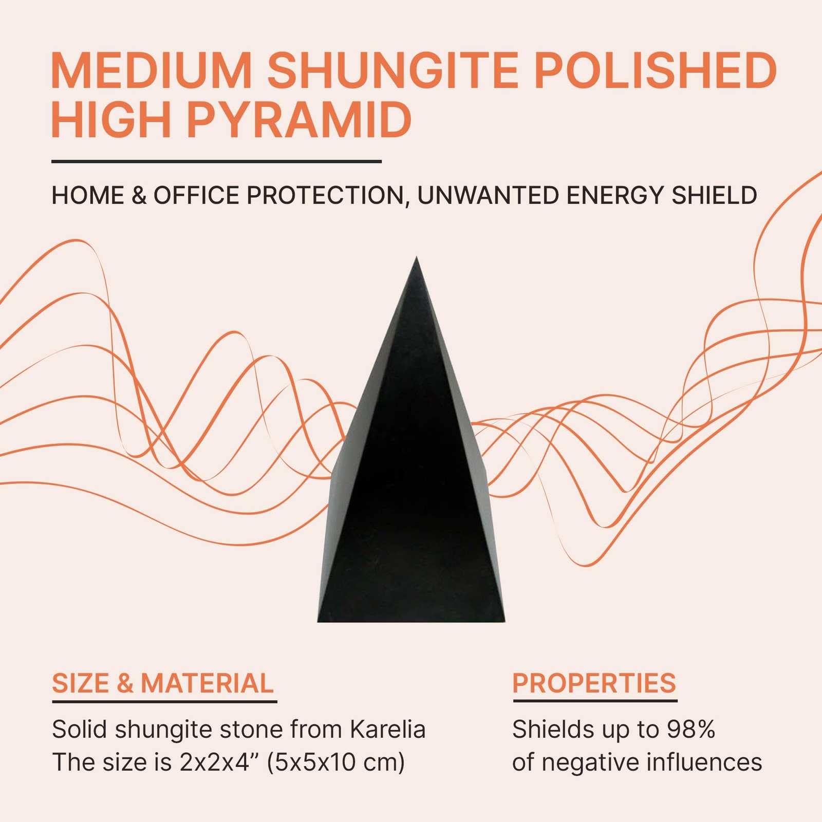 Authentic Shungite Pyramid Polished 4″10 cm, Premium Protection Crystals for …
