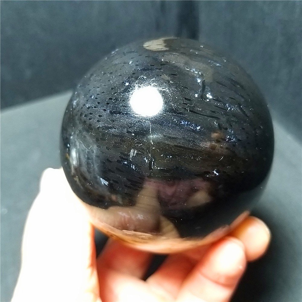 RARE 402.5G Natural Golden Hair Rutilated Quartz Crystal Sphere Healing C786