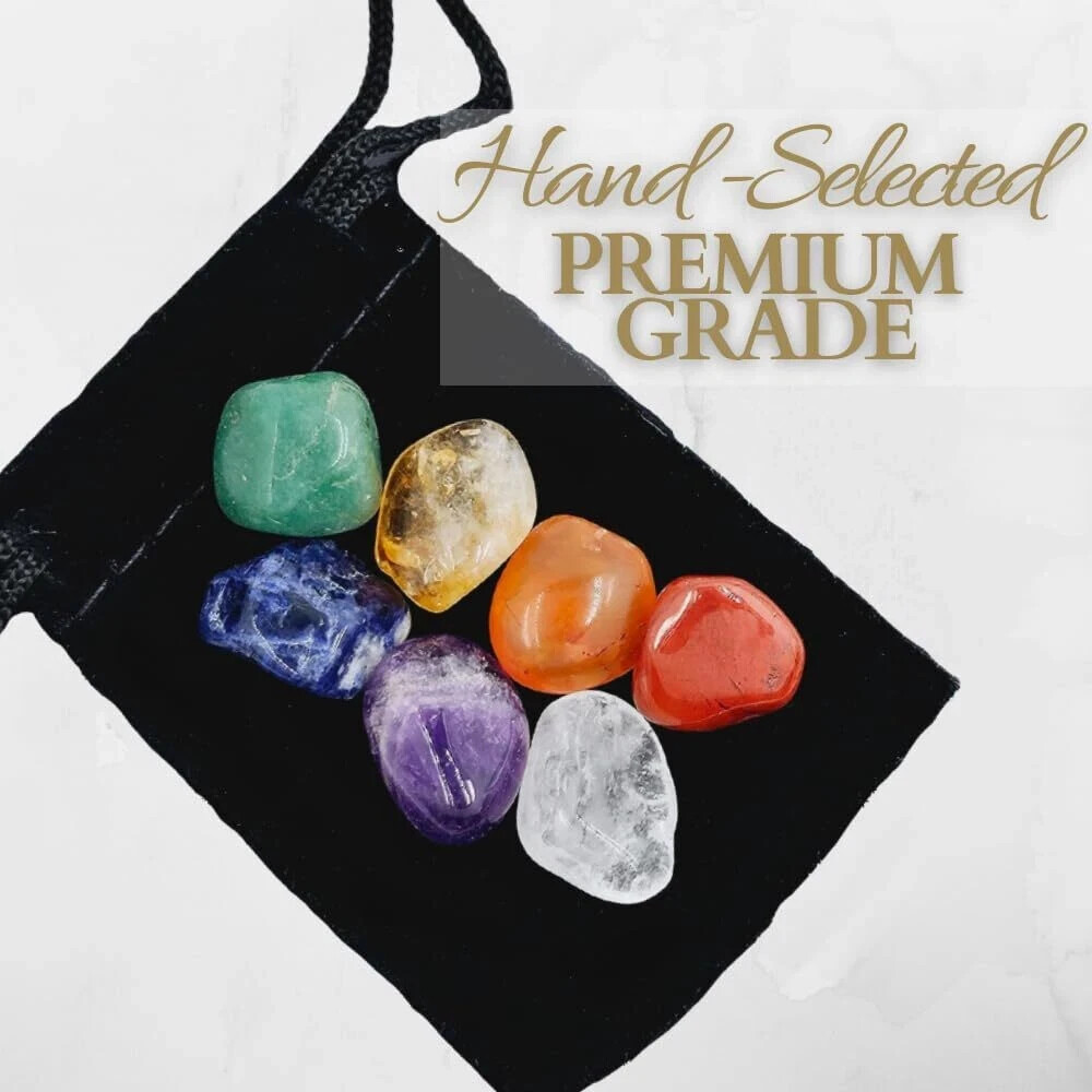 Crystals and Healing Stones Premium Kit Velvet Pouch – 7 Chakra Stones Healin…