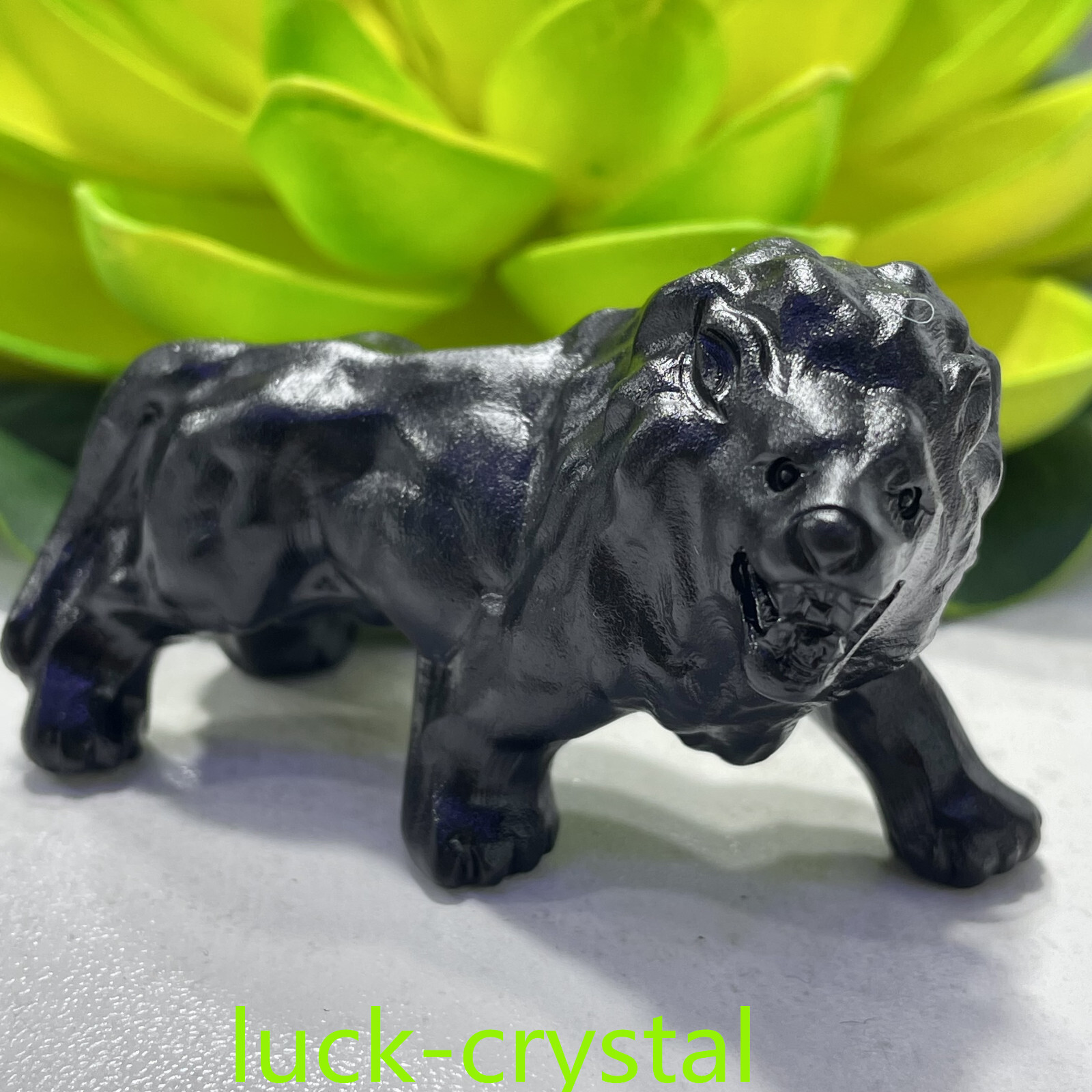 2.5” Natural Obsidian Quartz Hand carved Lion Reiki Healing 1PC,41X5