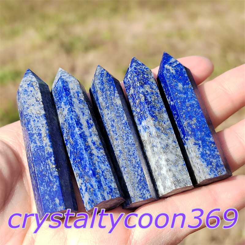 5pcs Natural Lapis lazuli Quartz Obelisk Crystal Wand Point Tower Healing 5.5cm