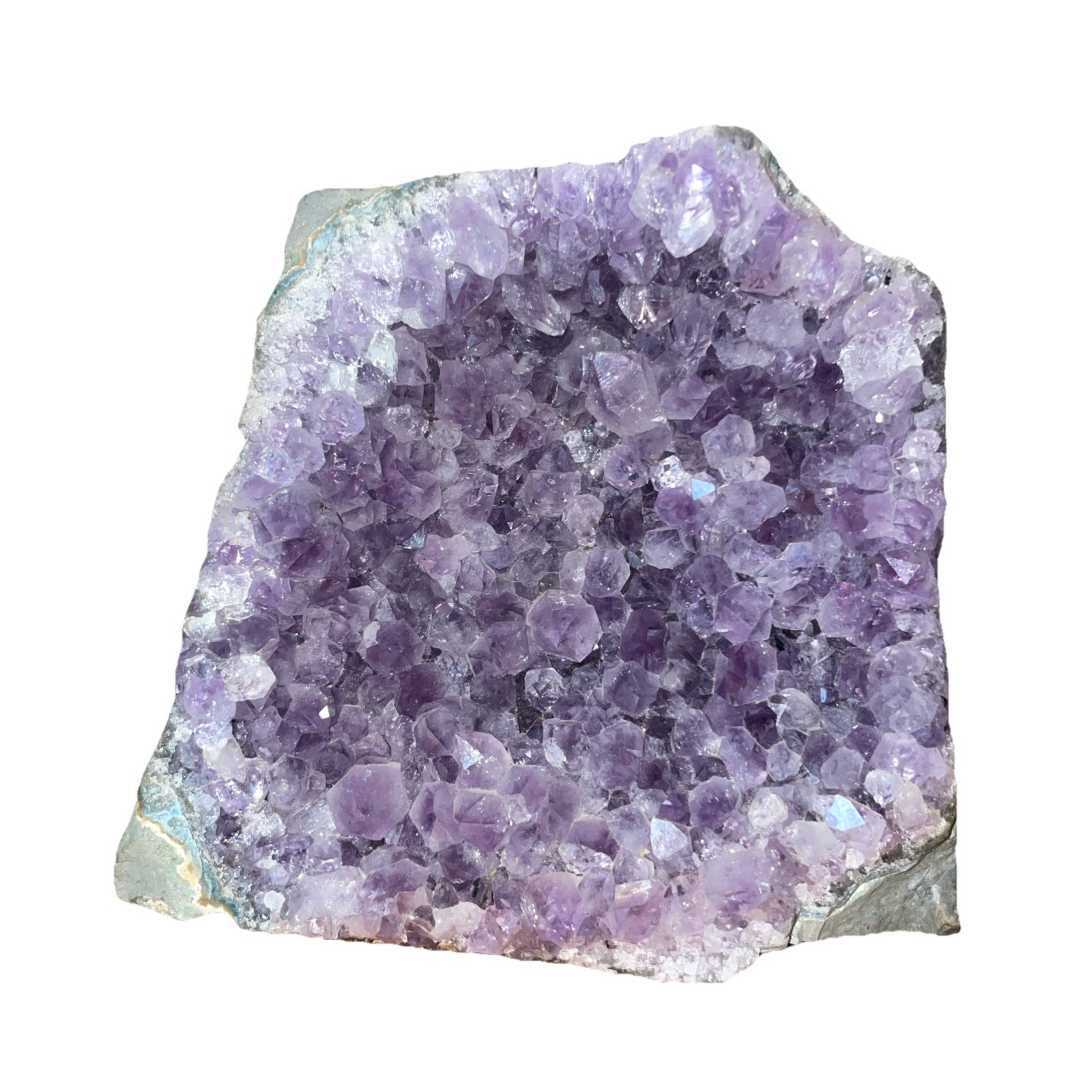 Natural Amethyst Crystal Geode Cluster – 1 lbs 10 oz – Standing Cut Base Display