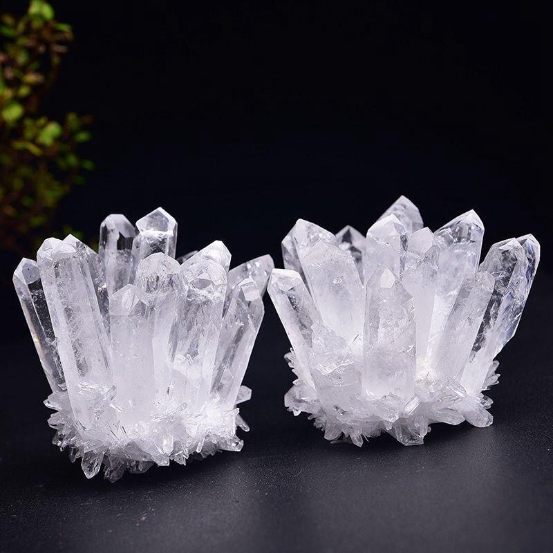 Natural Clear Quartz Crystal Point Stone Cluster Healing Rough Druzy Geode Decor