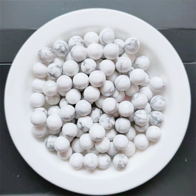 Wholesale 50pcs 8mm Natural Howlite Stone Round Ball Shape No Hole Beads