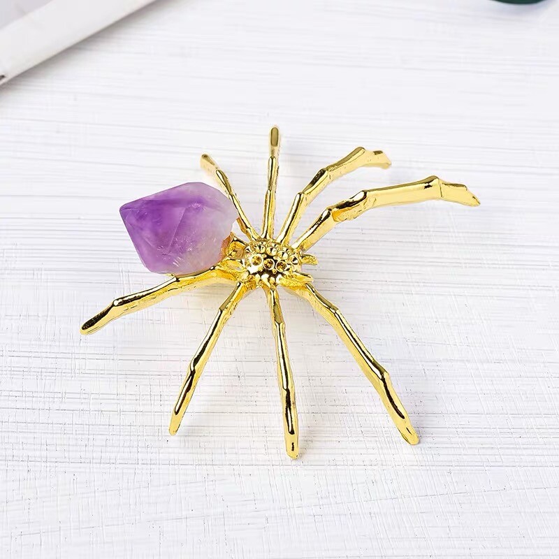 Mix Natural Spider 10pcs Crystal Quartz Skull Alloy l Reiki Random Gift 50mm