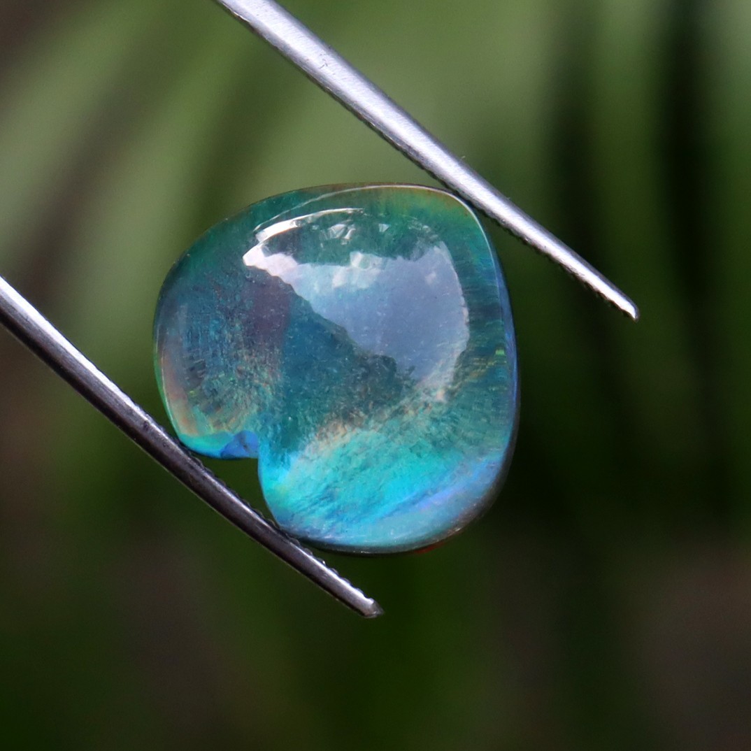 Natural HEART CUT Opal-Like Organic Doublet Loose GGI CERTIFIED GEMSTONE 11 Ct