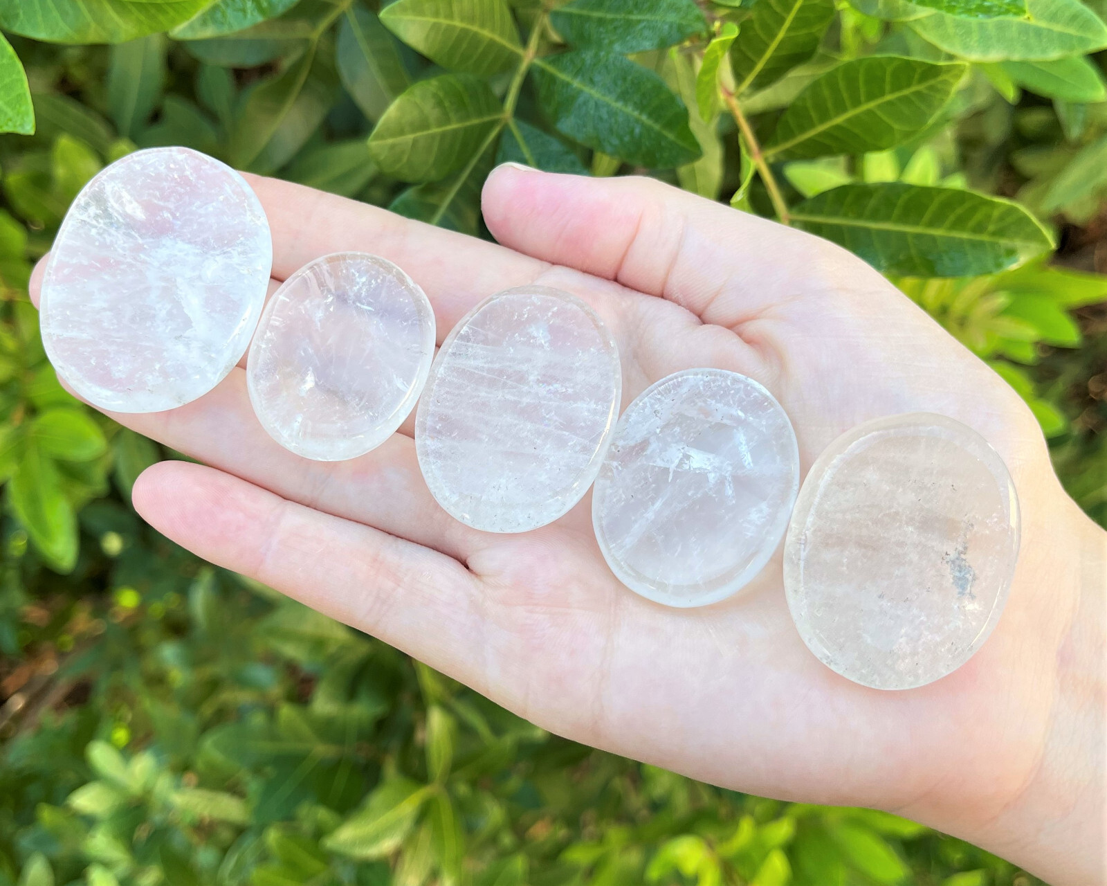 Clear Quartz Worry Stone (Smooth Polished Pocket Stone, Clear Quartz Palm Stone)