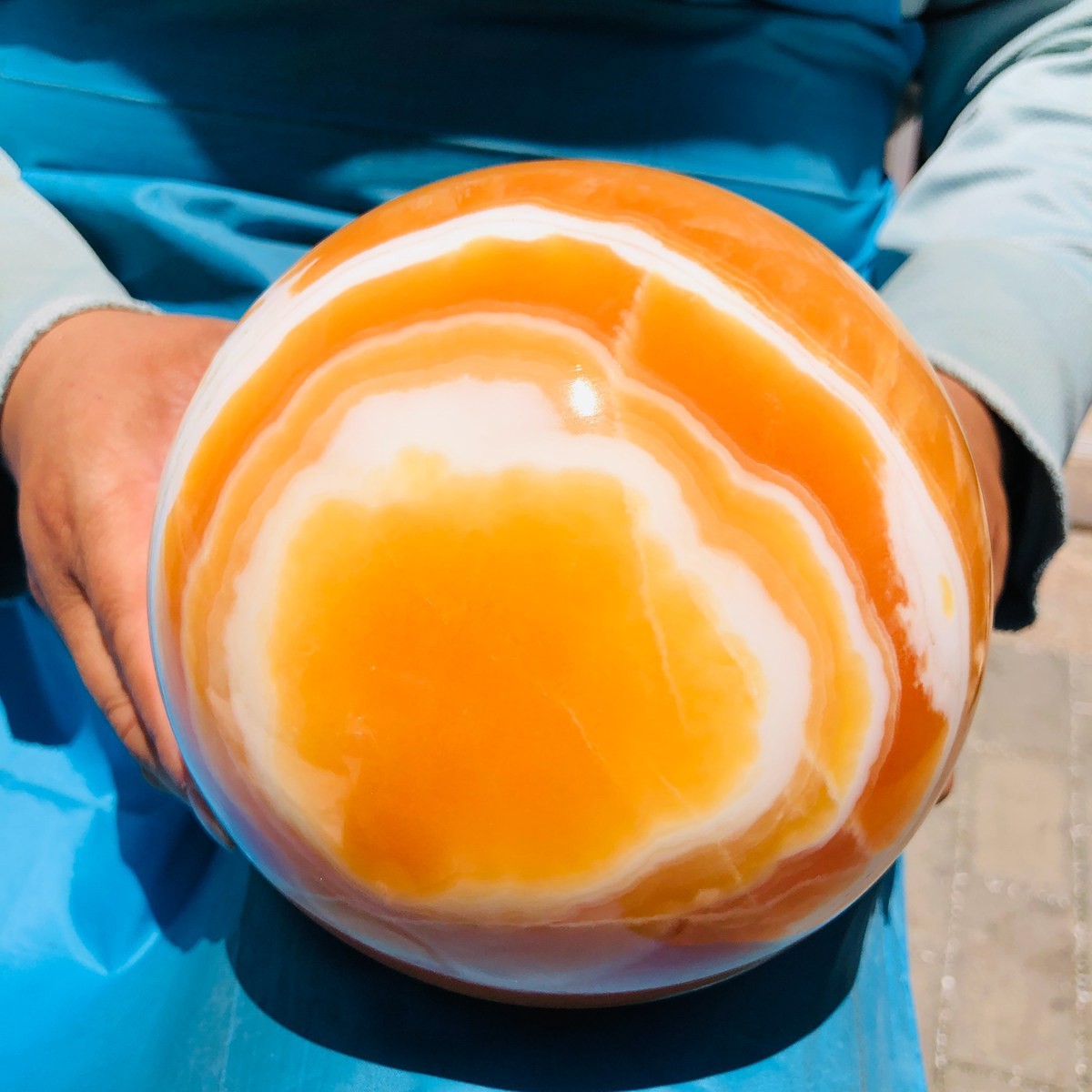 4110G Top Natural Yellow Calcite Ball Quartz Crystal Ball Reiki Healing 5526