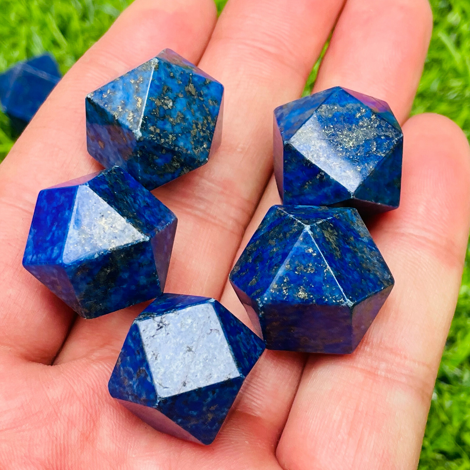 5pc Natural Lapis lazuli quartz dodecahedron crystal specimen healing