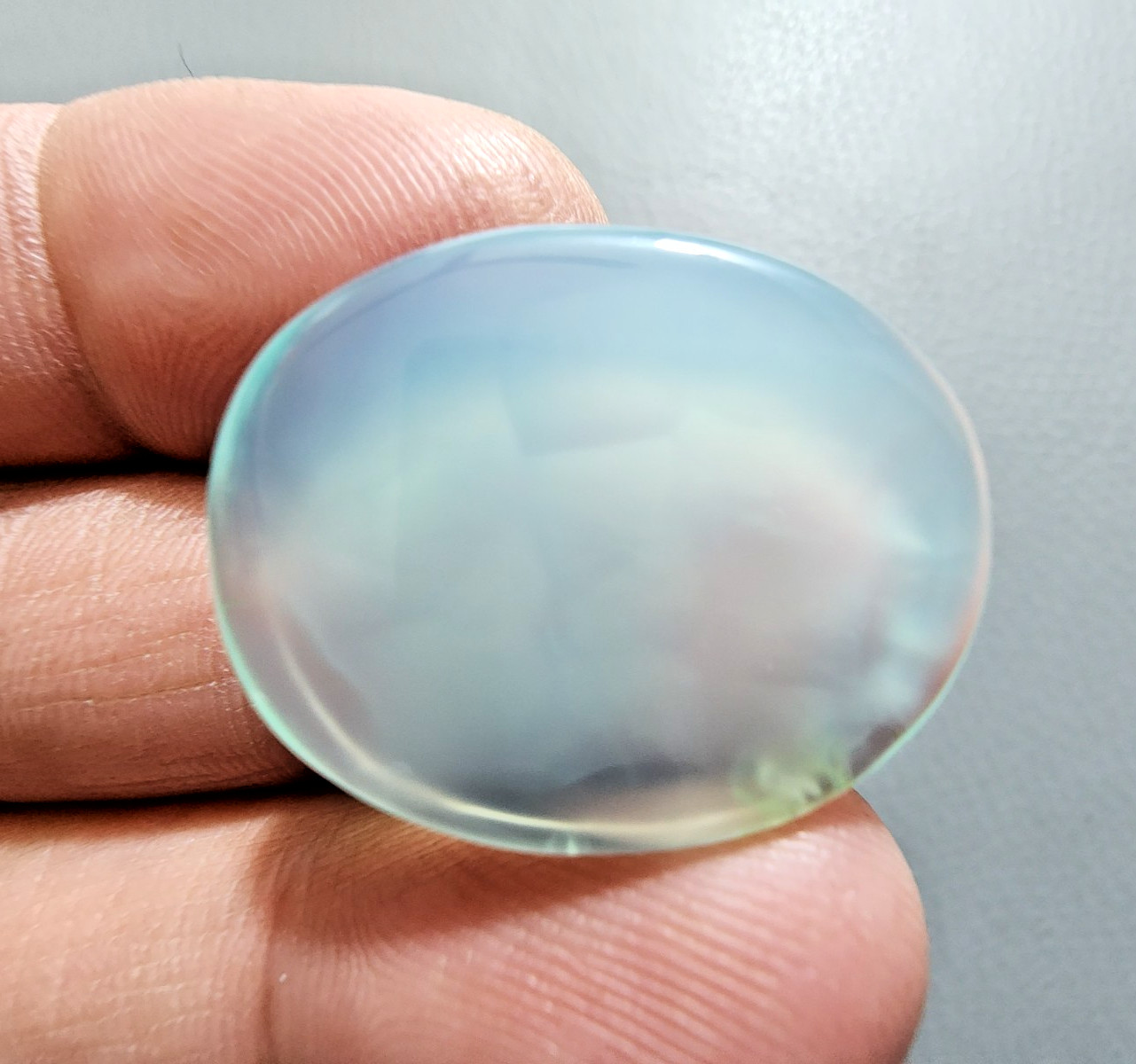 Rare Sky-Blue Chalcedony Flat Oval Cabochon 25Ct Polished Loose Gemstone Jewelry