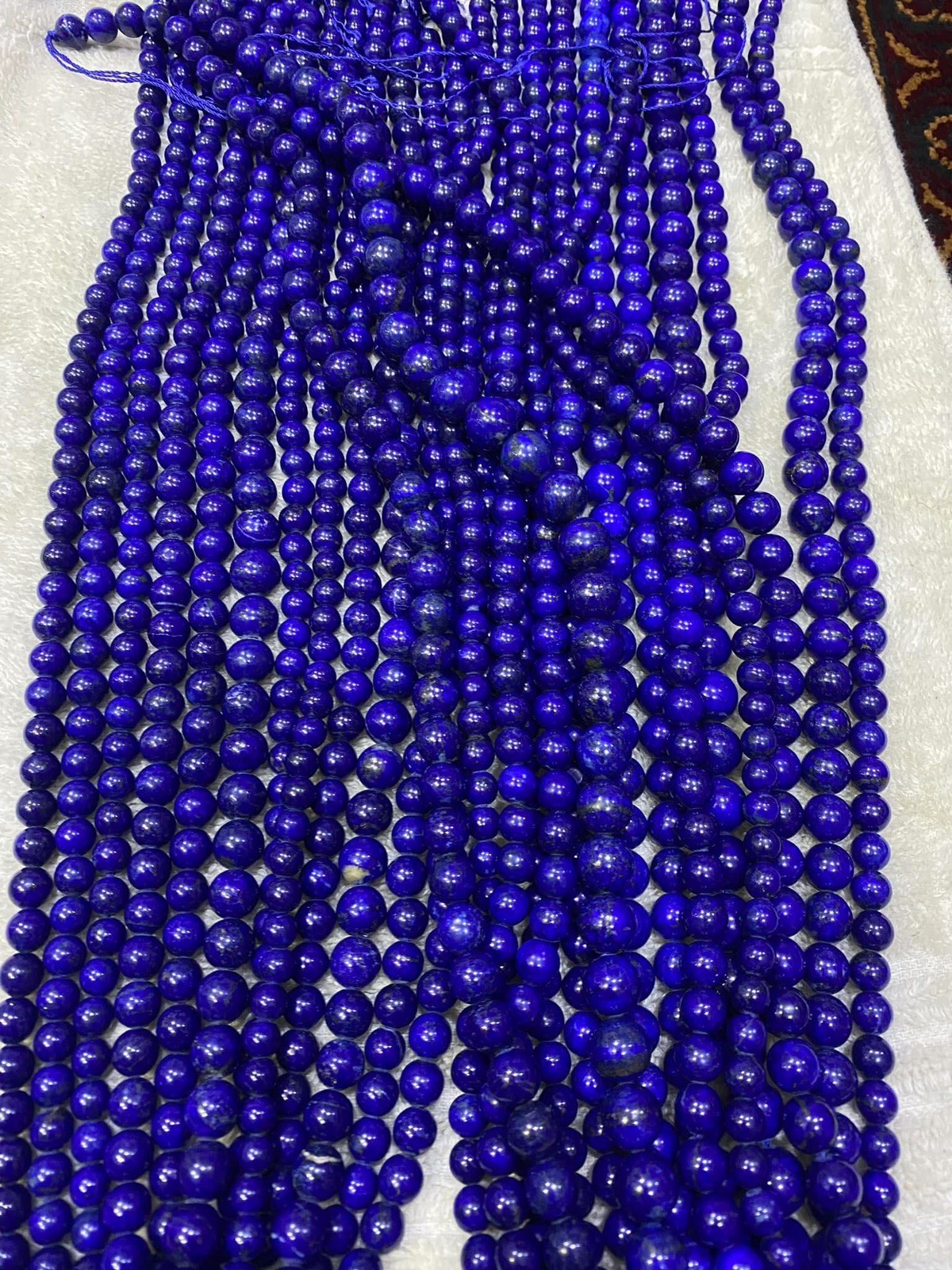 Polished Lapis Lazuli Gemstone Necklace Lapis Lazuli Bead Necklace Royal Blue