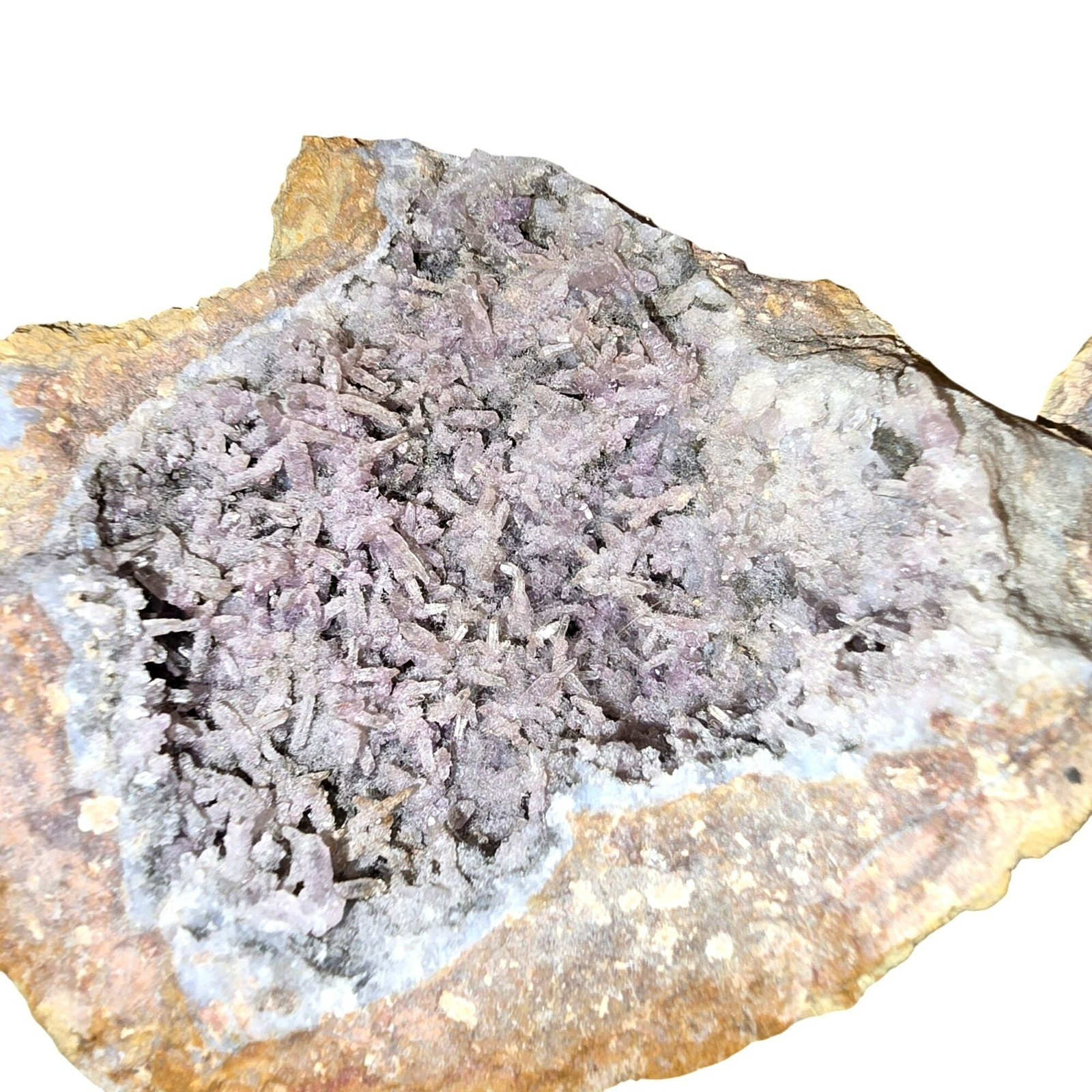 Natural Druzy Quartz Geode Crystal Points Split Raw Mineral Specimen JH8036