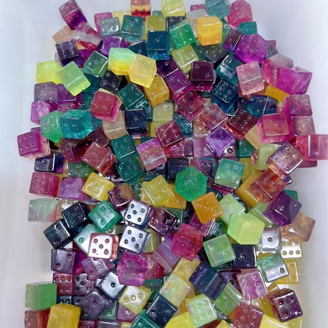 50pc Natural Colorful Fluorite Carved Dice Quartz Crystal Reiki Healing Gift