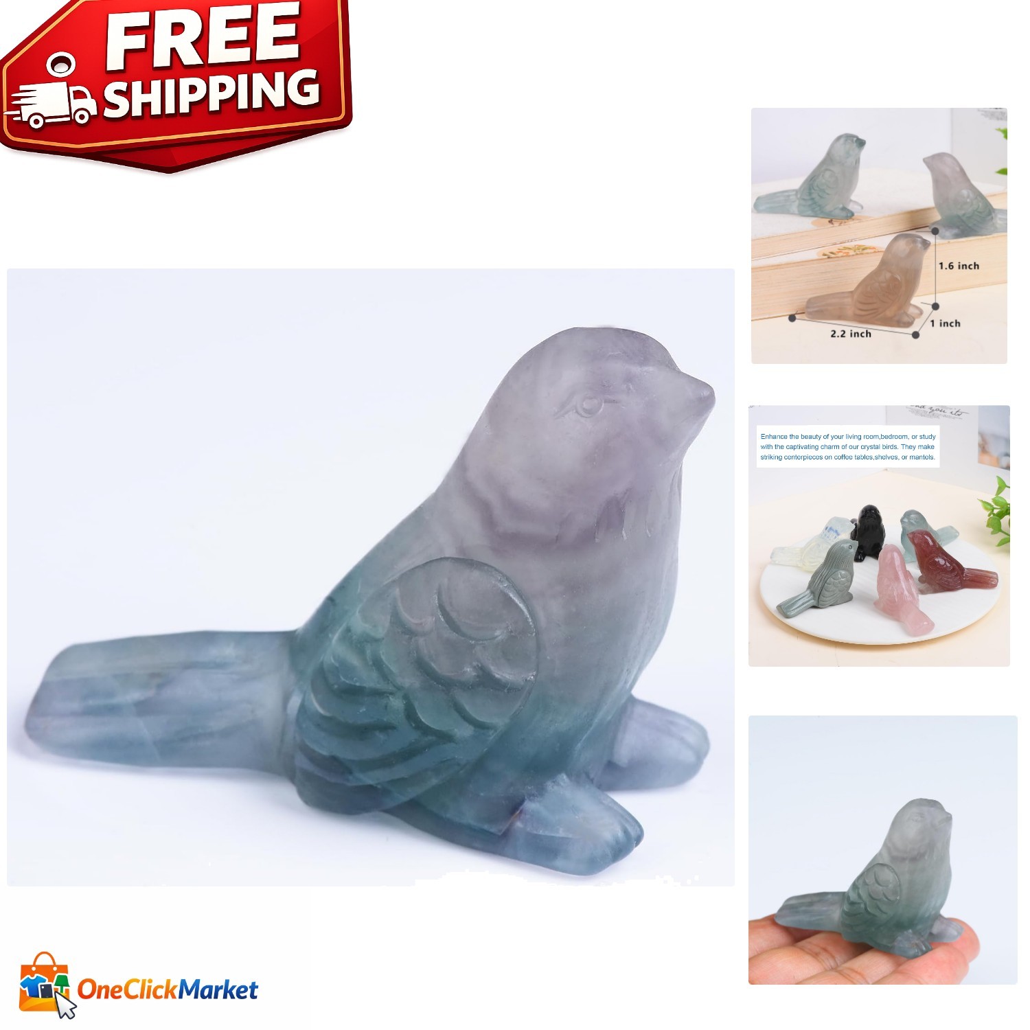 Unique Fluorite Bird Figurine – Thoughtful Gift for Birthdays & Anniversaries