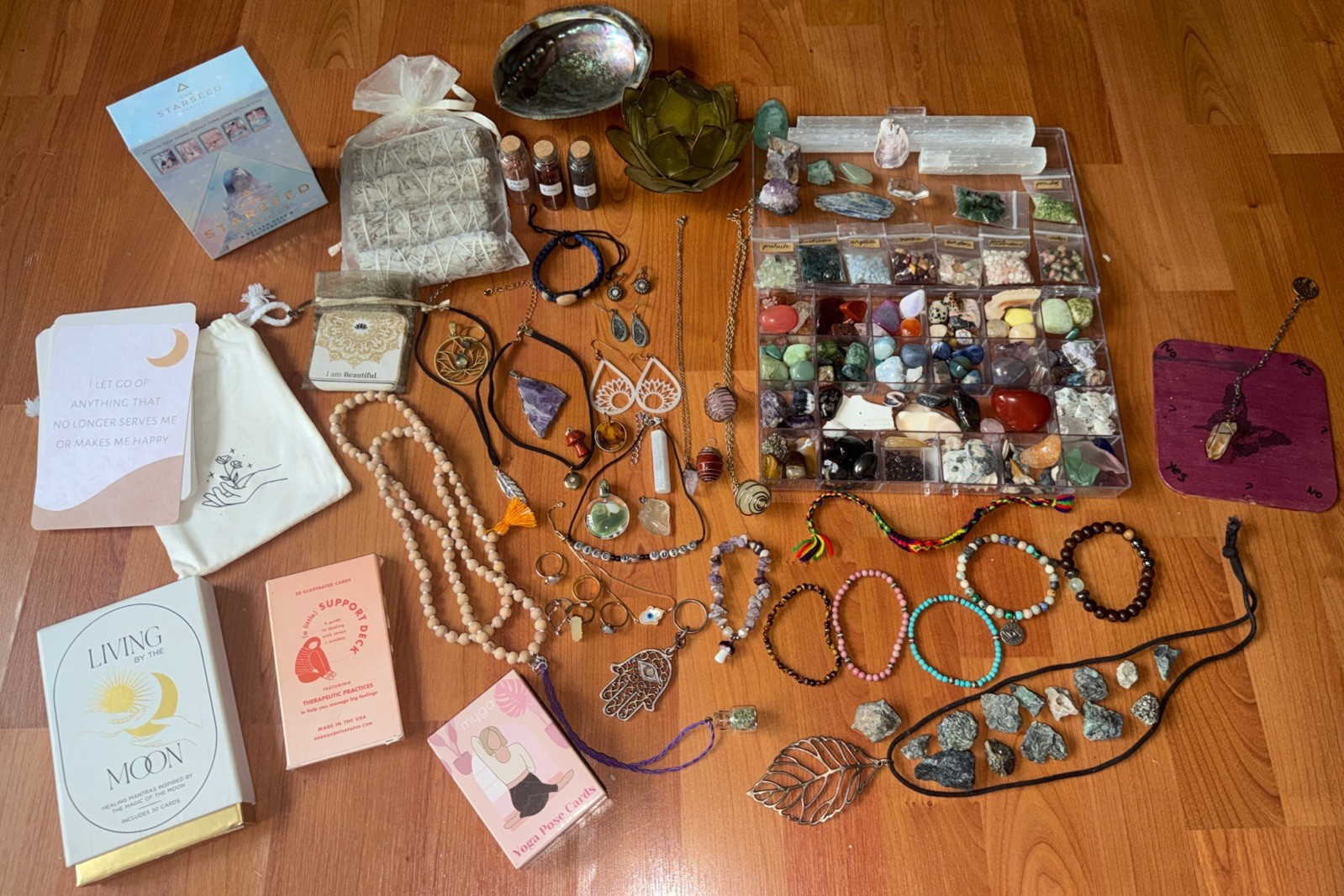 HUGE Spiritual & Metaphysical Lot-Sage, Crystals, Tarot, Charms, Jewelry, Shells