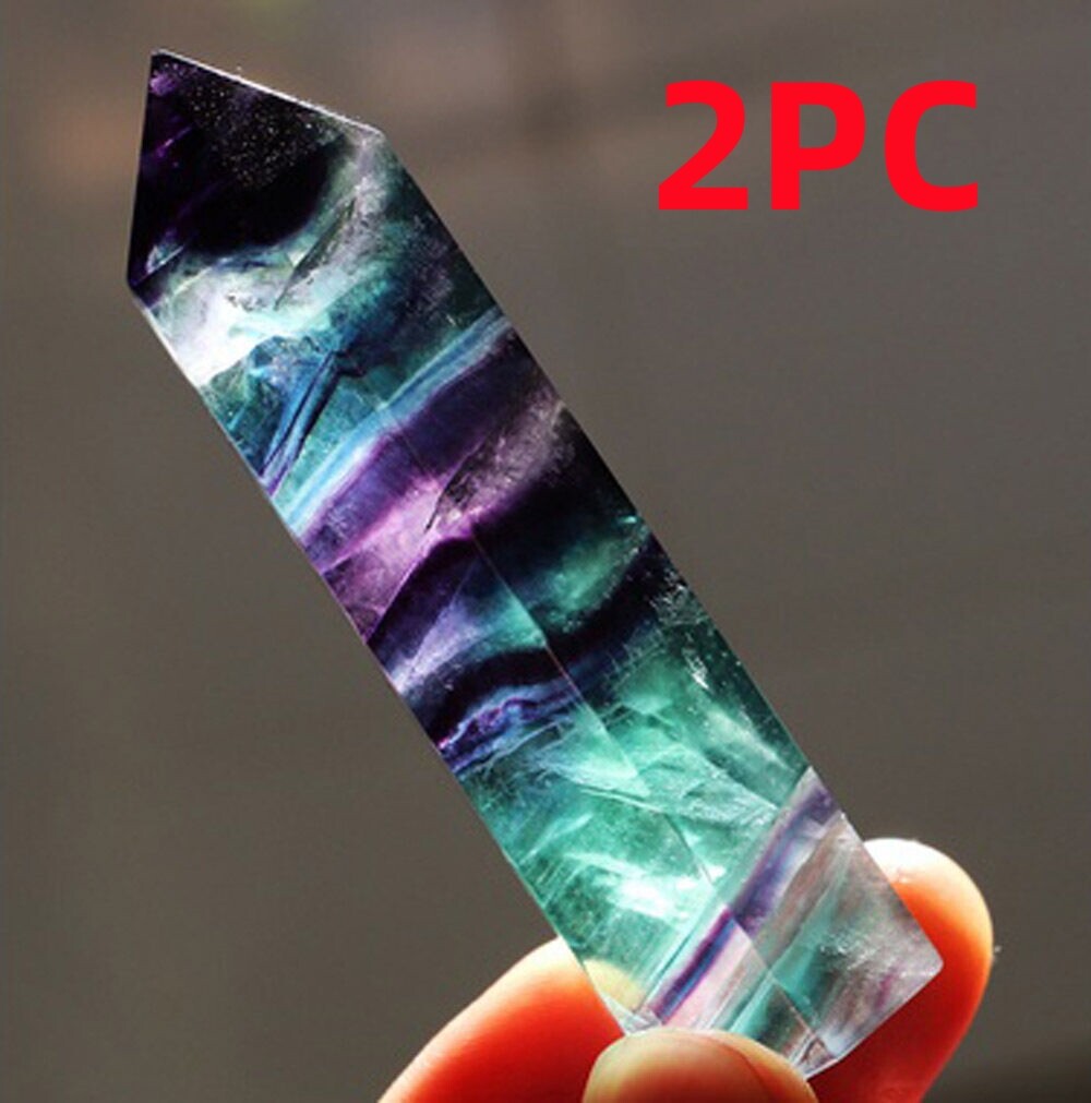 Rainbow Fluorite Healing Crystal Wands Obelisk Reiki Tower Point Home Decoration