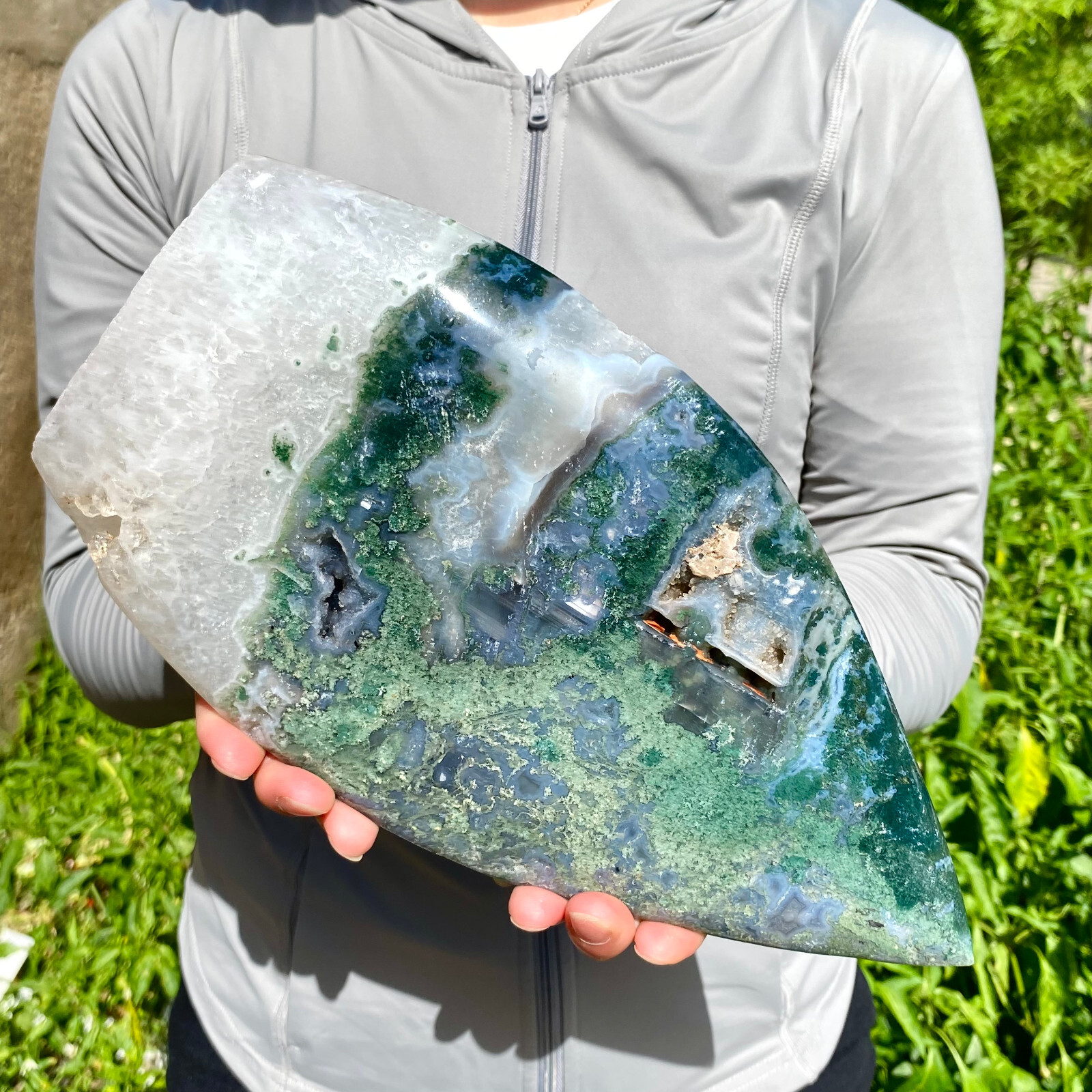 4.8LB Natural green moss agate drops quartz crystal obelisk aura healing