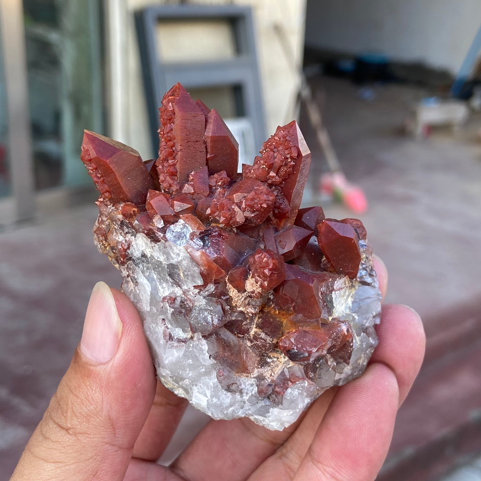120g Rare Natural Red Quartz Crystal Cluster Mineral Specimen Healing