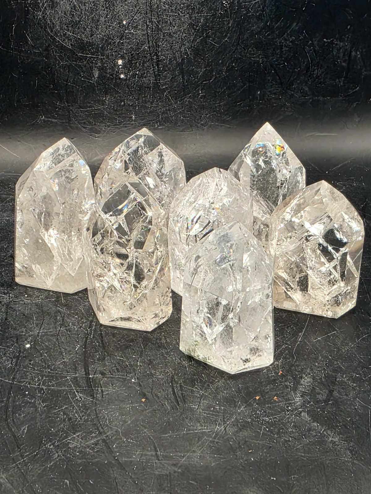 Cracked quartz polished point! 1.7 to 2 inches tall!