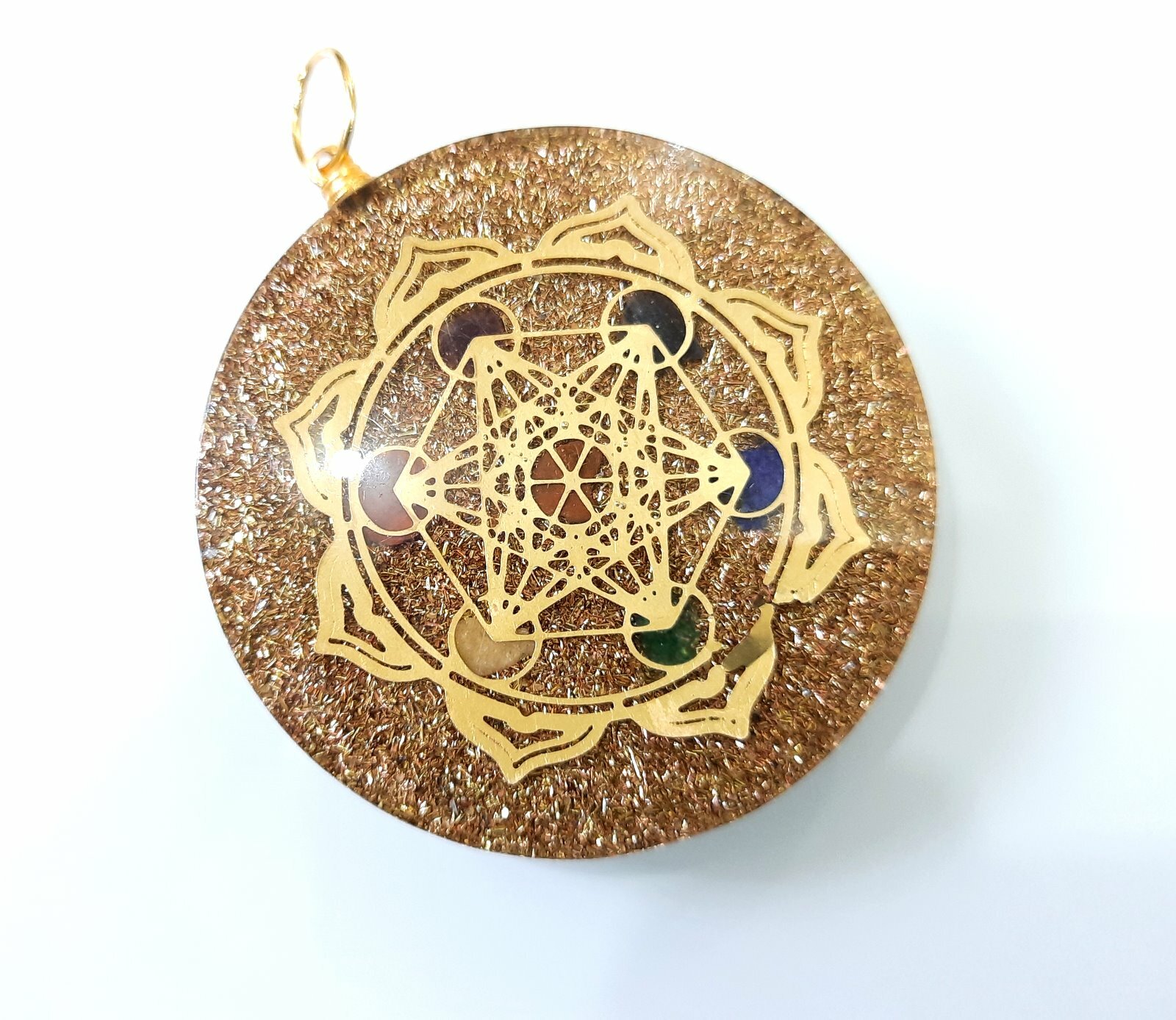 7 Chakra Metatron Cube EMF Protection 5G Protection Orgone 7 Chakra Pendant