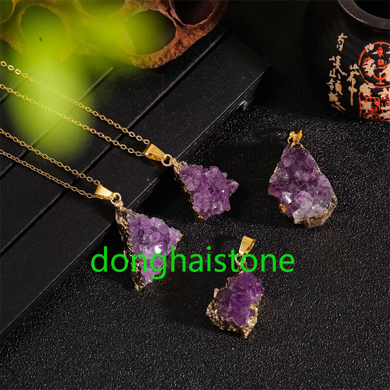 1PC Natural Amethyst teeth Pendant Irregularity Quartz Crystal Reiki Healing
