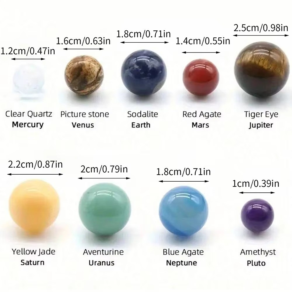 Solar System Crystal Gemstone Planet Set (9 Pieces)