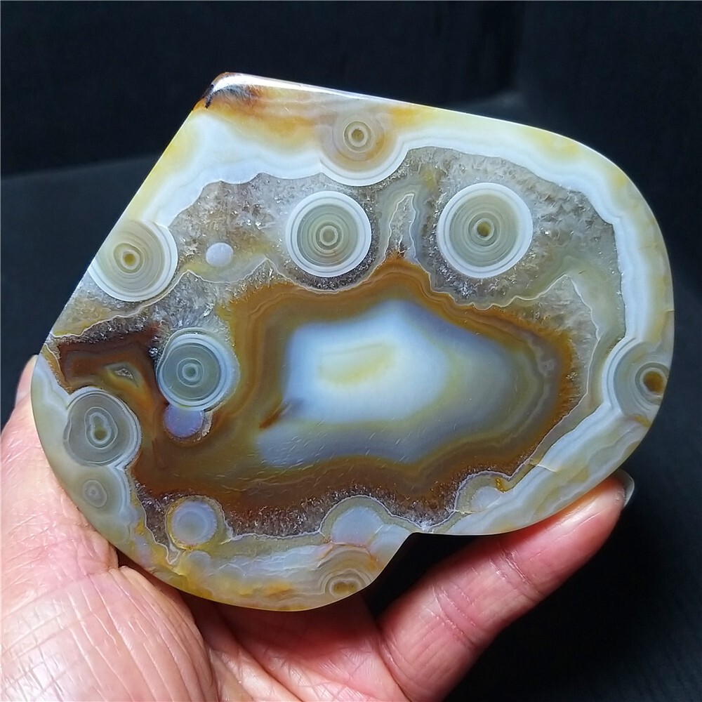 RARE 345.6G China Natural Inner Mongolia Gobi Eye Agate Geode Collection Ba850