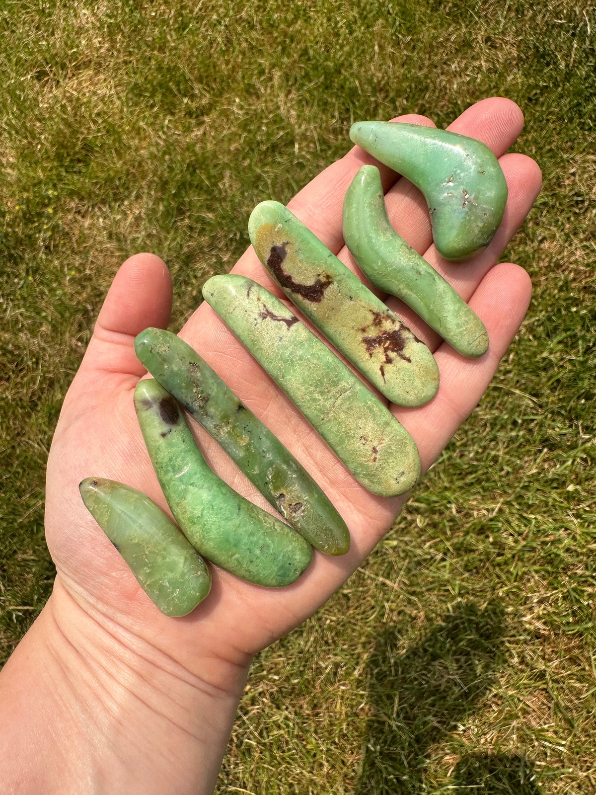 Chrysoprase Tumbled Wand, Natural Chrysoprase from Australia