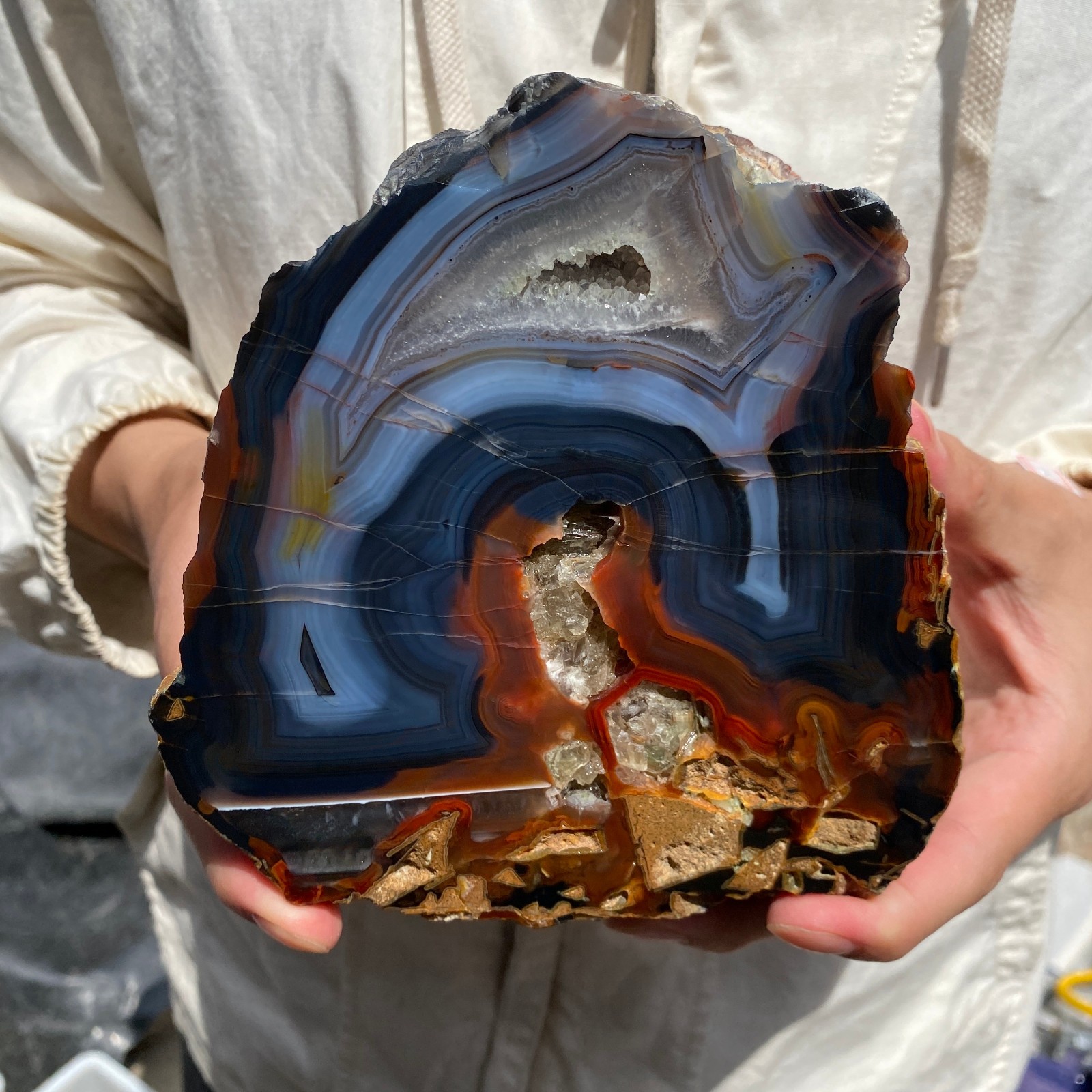 6.7lb Natural Brazilian striped agate rough mineral specimen healing