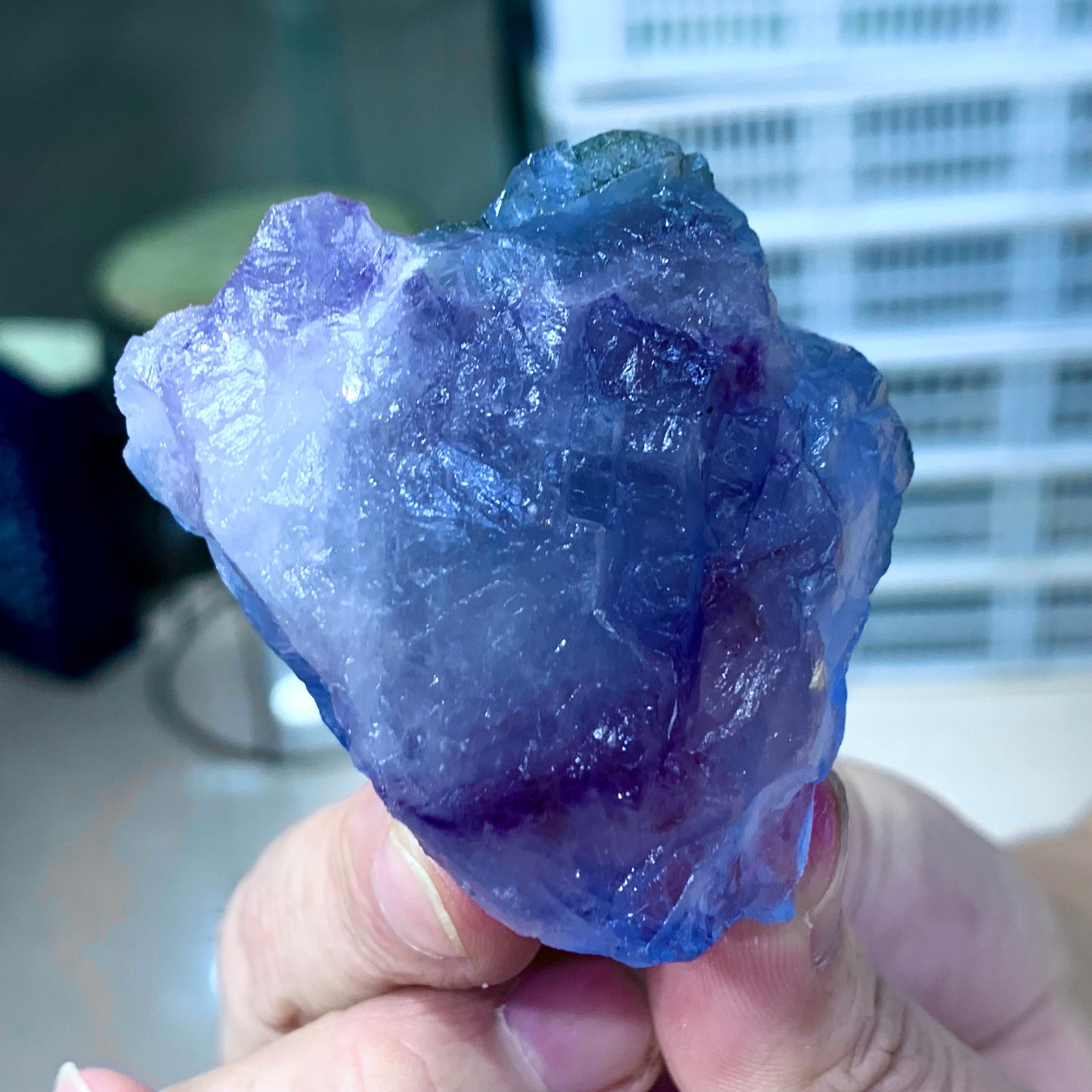 136G Rare transparent blue fluorite cubic mineral crystal sample/China