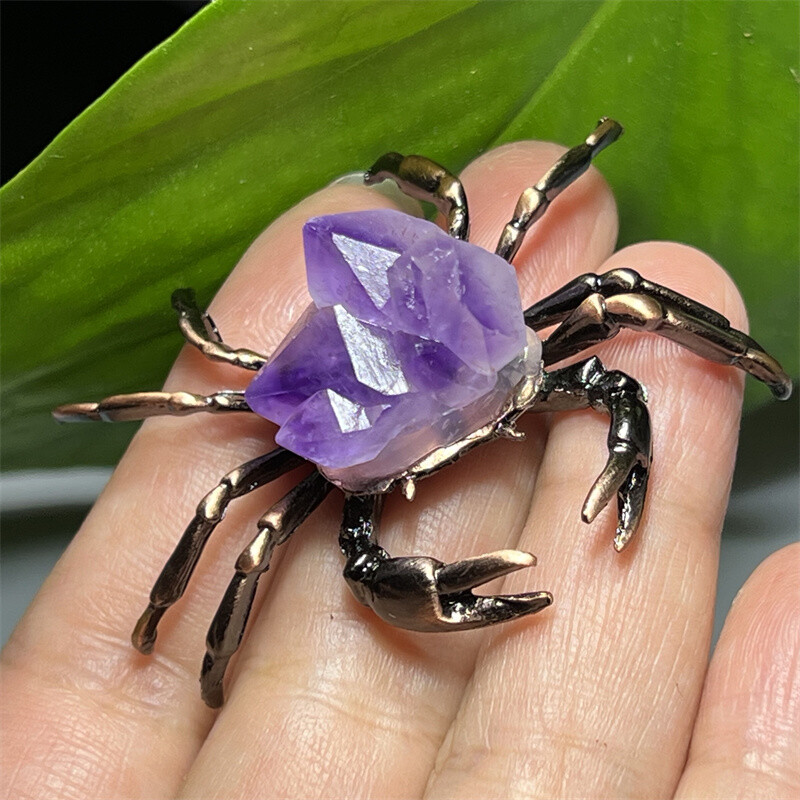 2″+ Natural Amethyst teeth Crab skull Quartz Crystal skull Gem healing Gift 1pc