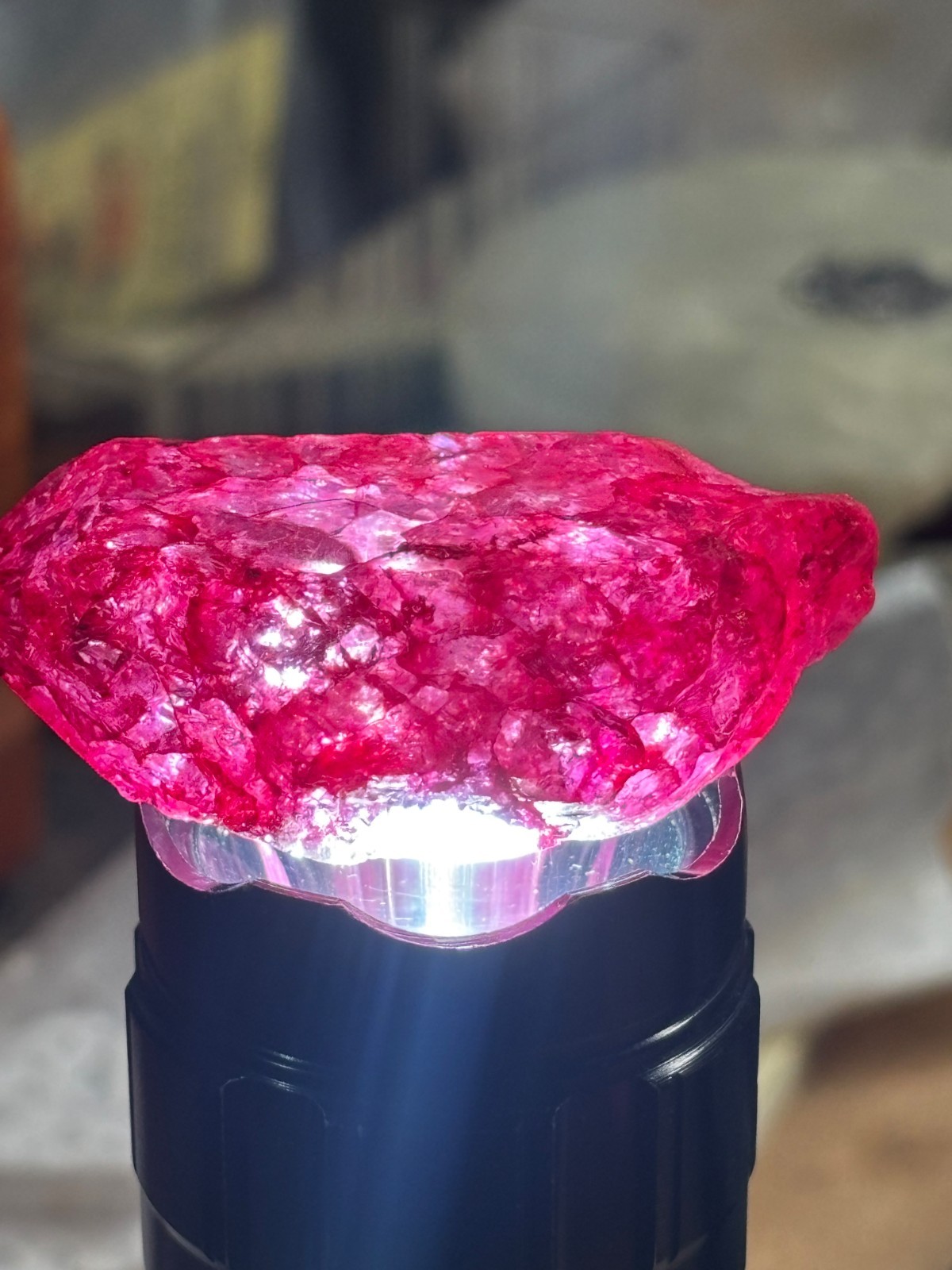 Dyed fractured Quartz crystal RUBY CORUNDUM ?? Wicca Pagan Mystic OCCULT