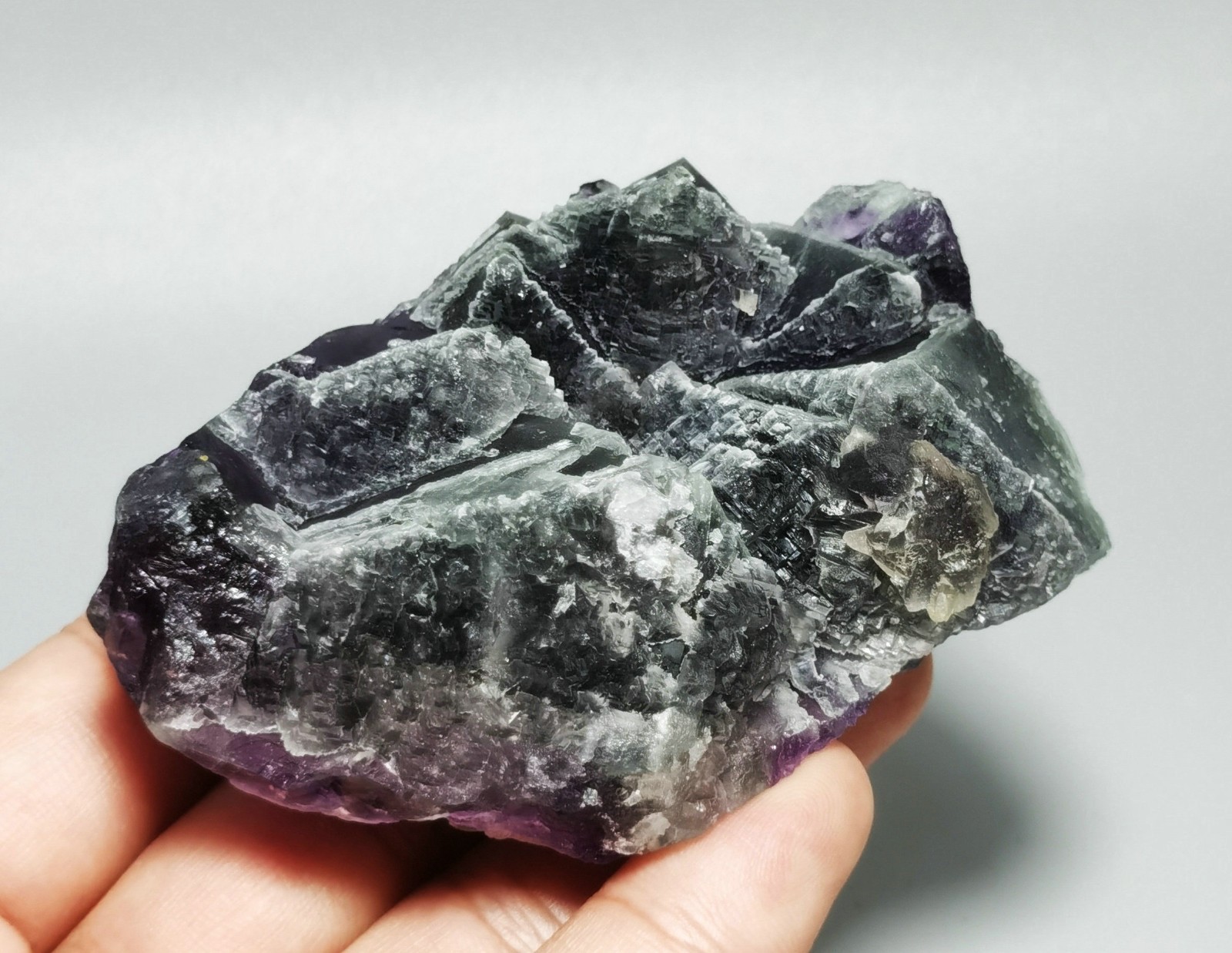 Rare Natural Purple Green Octagonal Fluorite Mineral Specimen China
