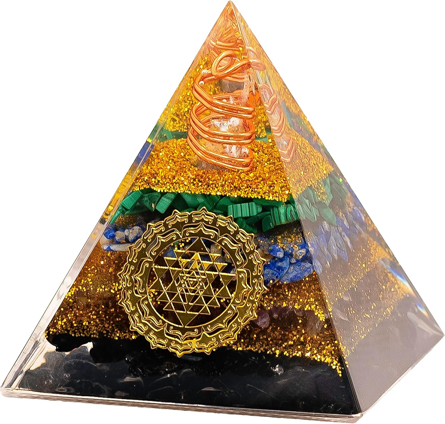 Tourmaline Orgone Pyramid Charged for Wealth, Happiness, and Good Fortune, Genui