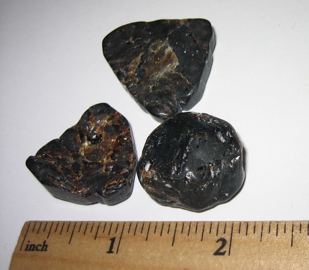 3 TUMBLED NATURAL 0.8″- 1.1″ DRAVITE BROWN TOURMALINE CRYSTAL STONES ~ 33.8g *1
