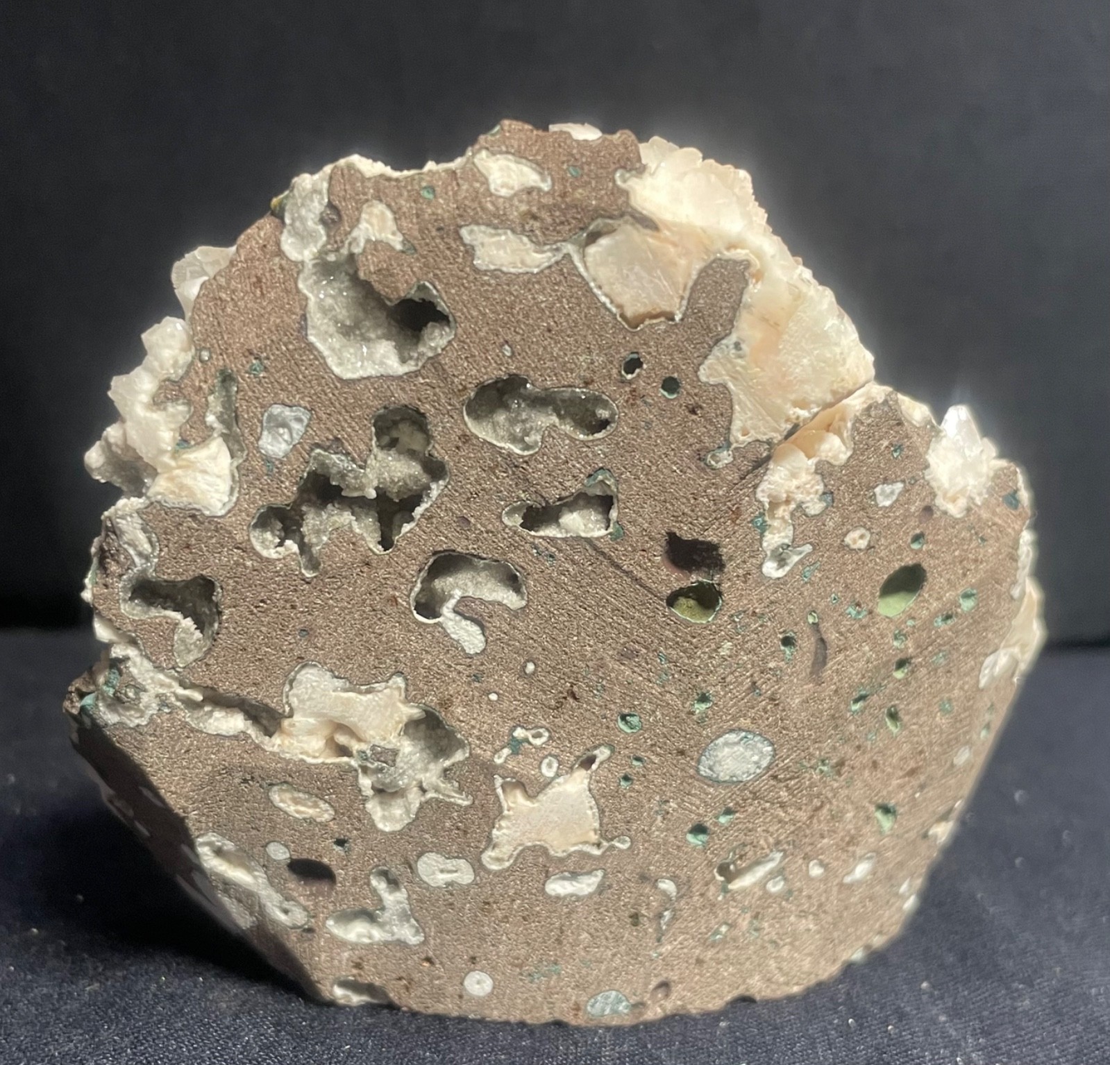 Natural stilbite on calcite cluster mineral specimen 218 gr 8x9x4.5 cm video