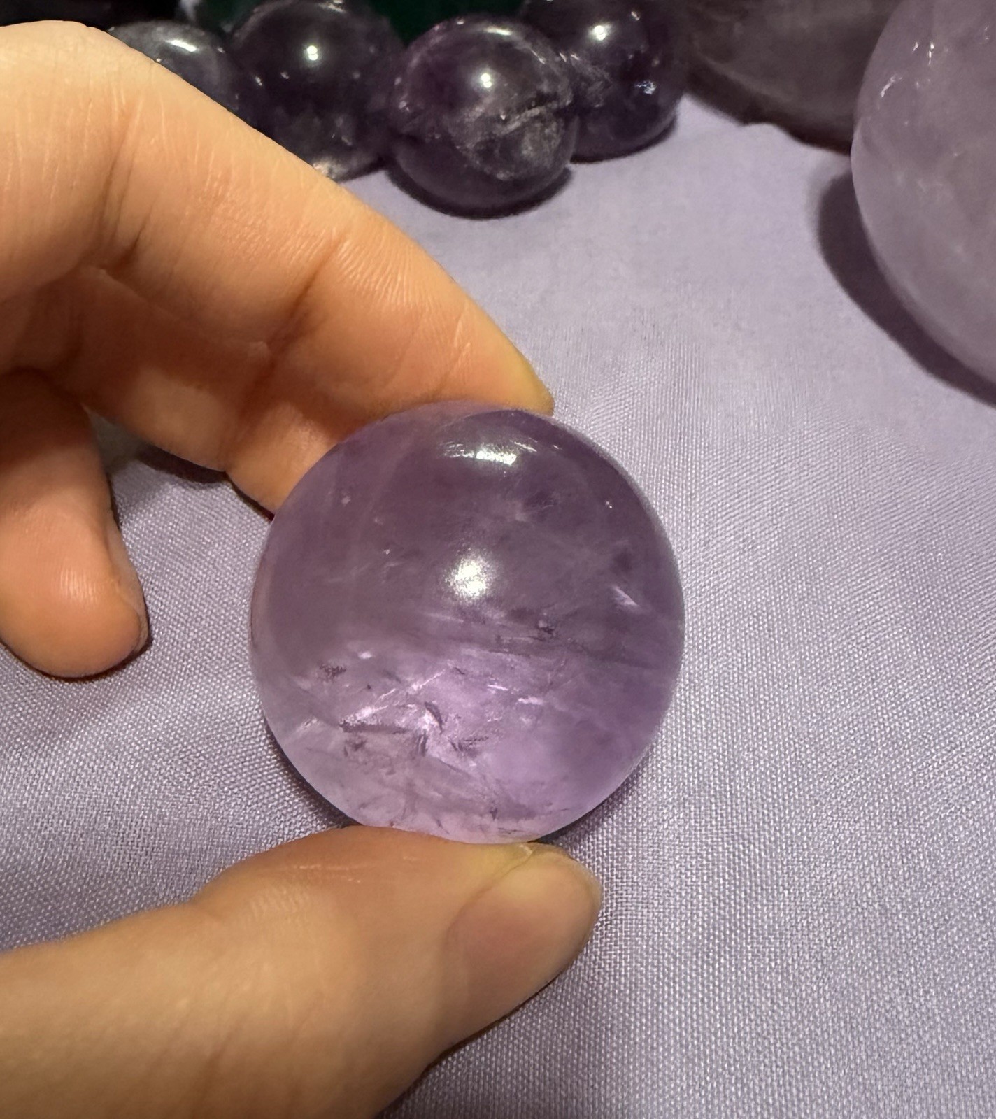30mm Lavender Amethyst Sphere Clarity Purple Crystal Rainbow Meditation Healing