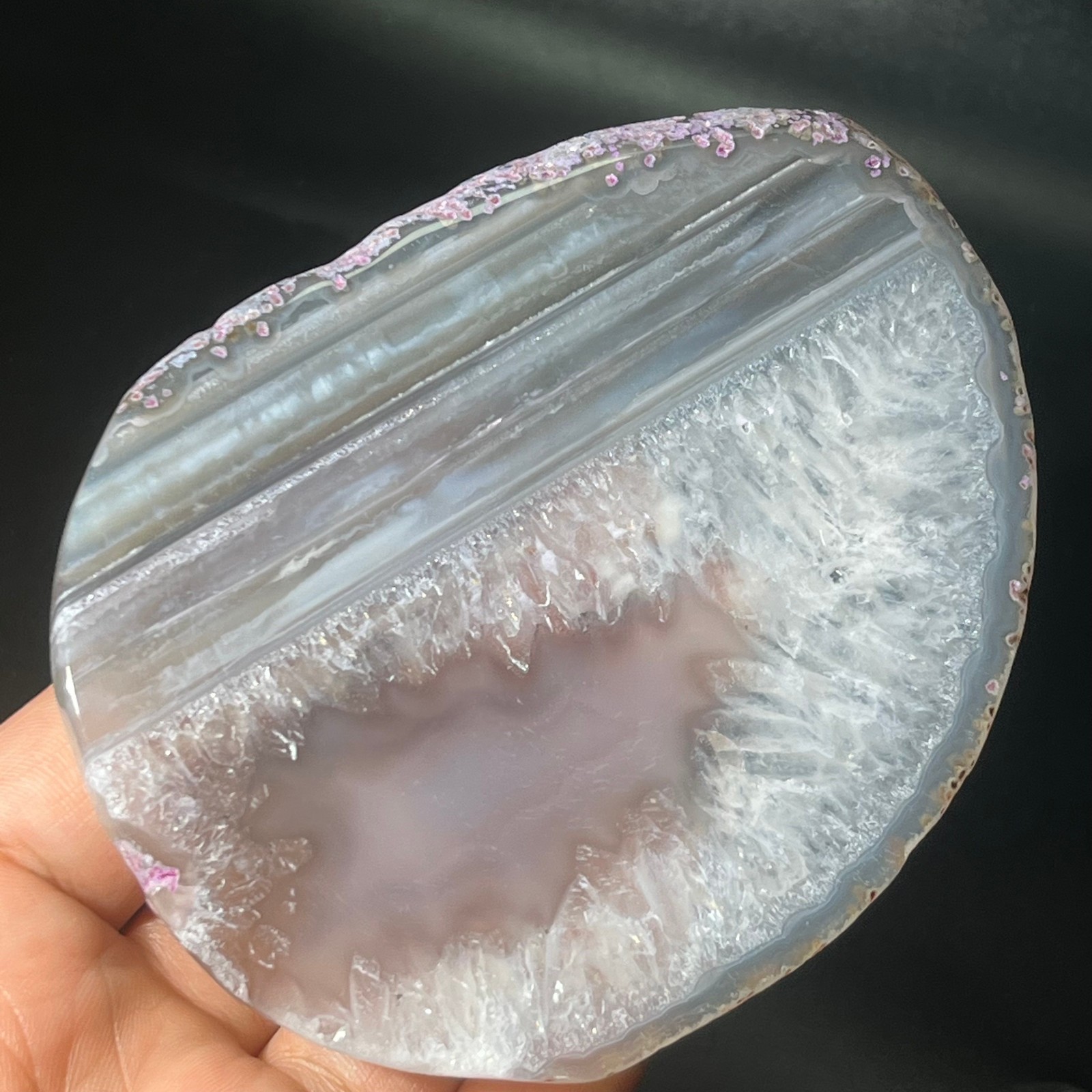 112G Natural Beautiful Agate Geode Druzy Slice Extra Large Gemstone